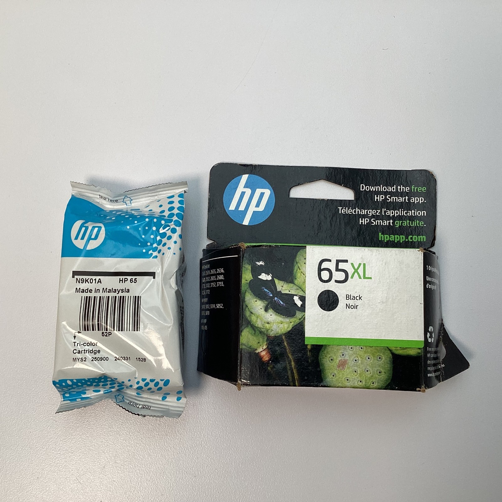 HP 65XL Black & 65 Tri-Color Ink Cartridge Set Exp 01/2025 & 04/2026 - New