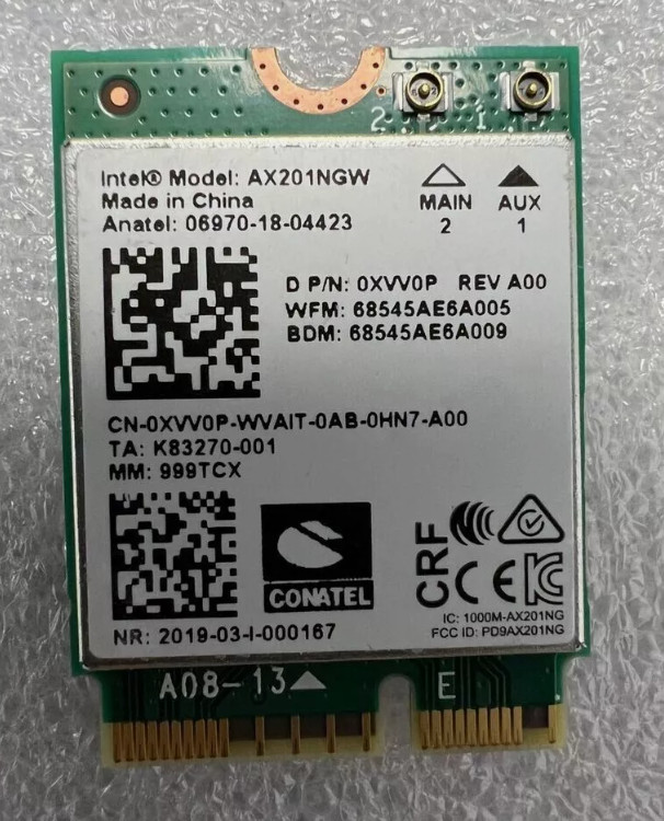 Genuine Dell Latitude 5410 3520 Intel Wifi Wireless Wifi Bluetooth Card XVV0P