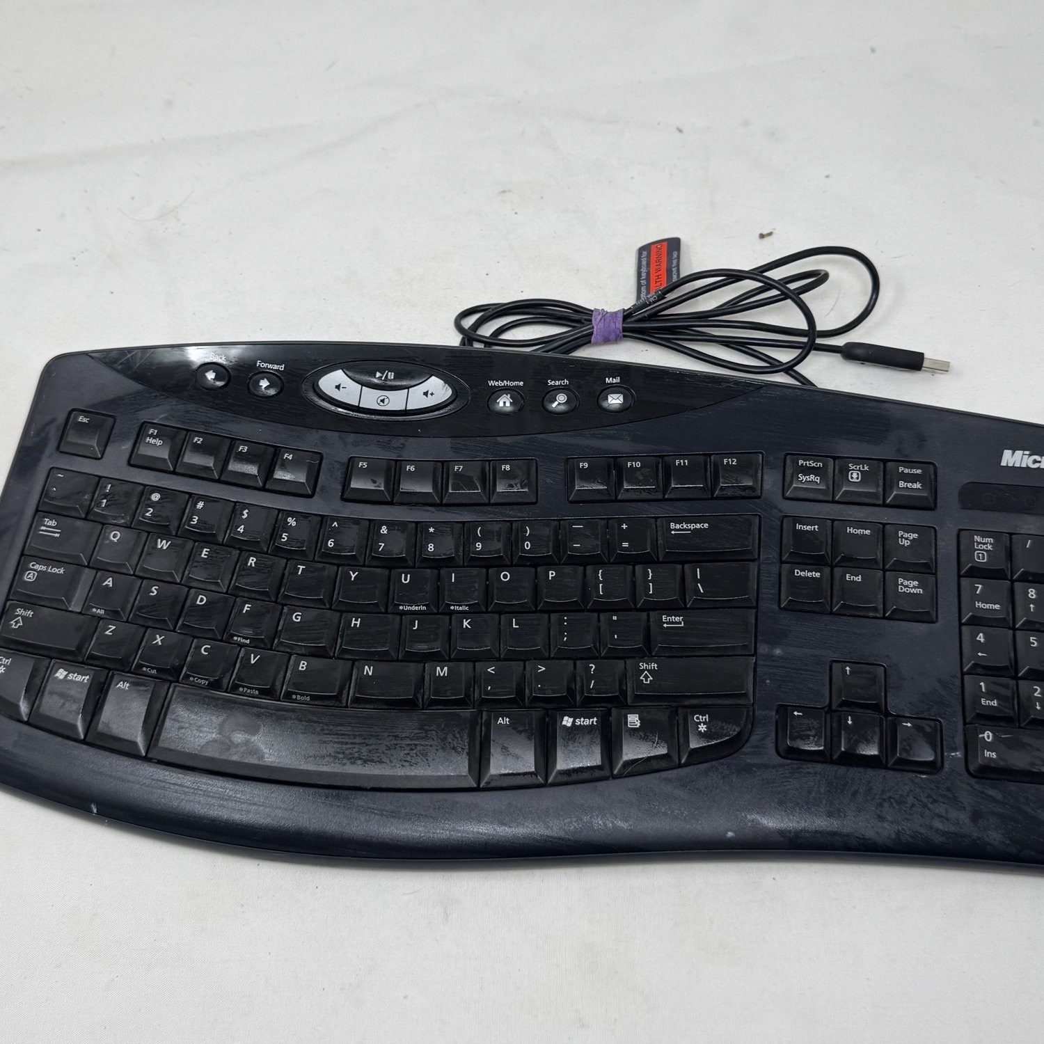 Microsoft Comfort Curve Keyboard 2000 v1.0 Ergonomic USB Wired Calculator Hotkey