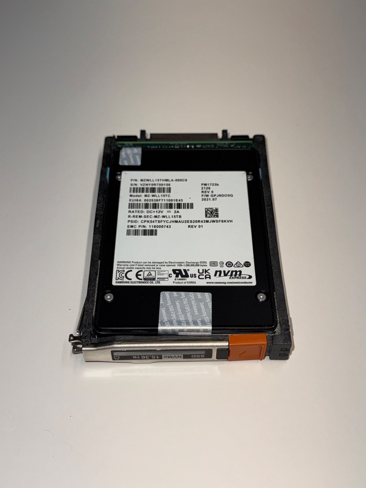 DELL EMC 005053083 PM1723b NVME MZWLL15THMLA-00AC3 For PowerStore 15.36TB SSD
