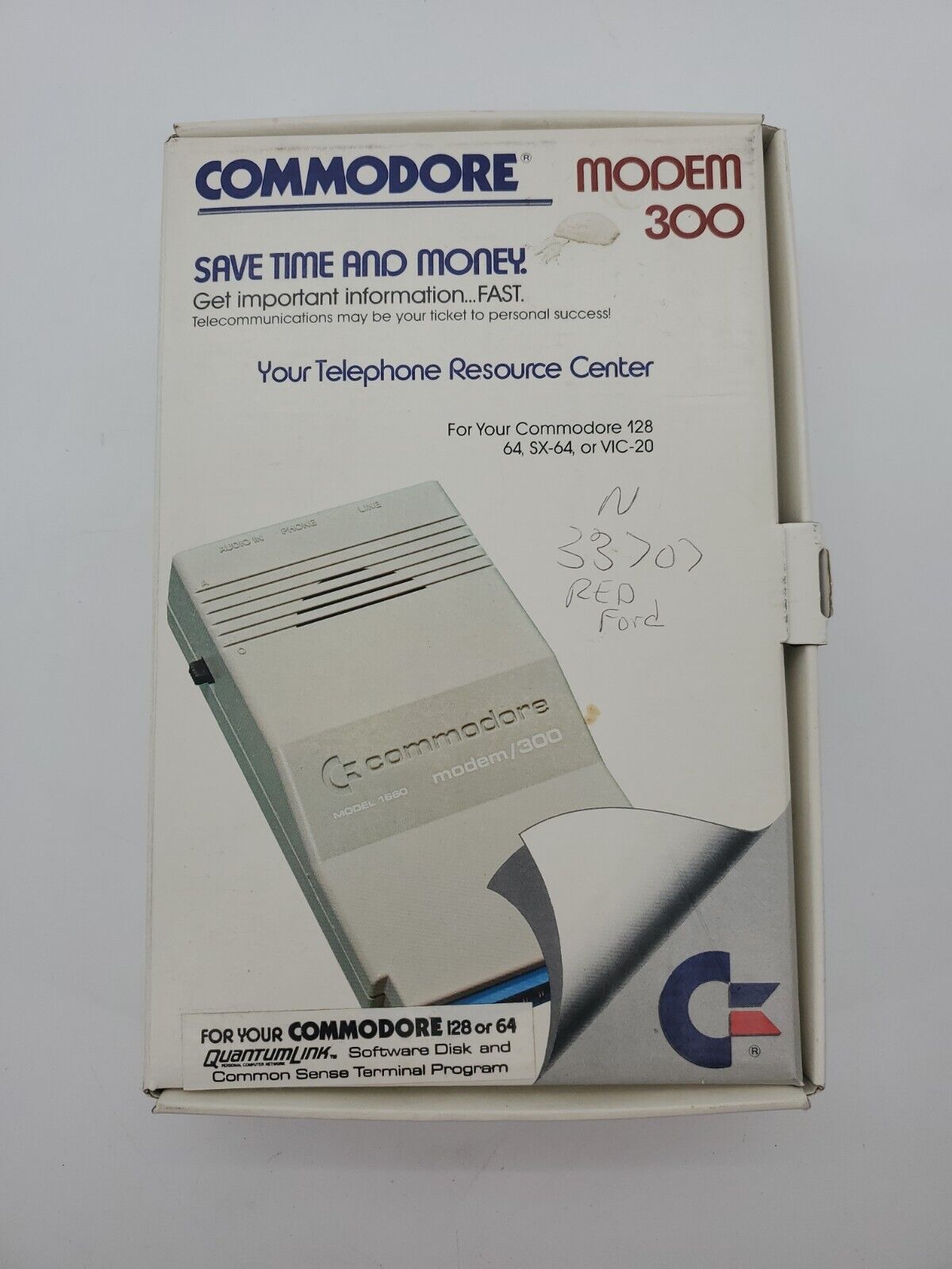 Vintage 1985 Commodore Modem 300 Model 1660 Untested Box, manuals & cables