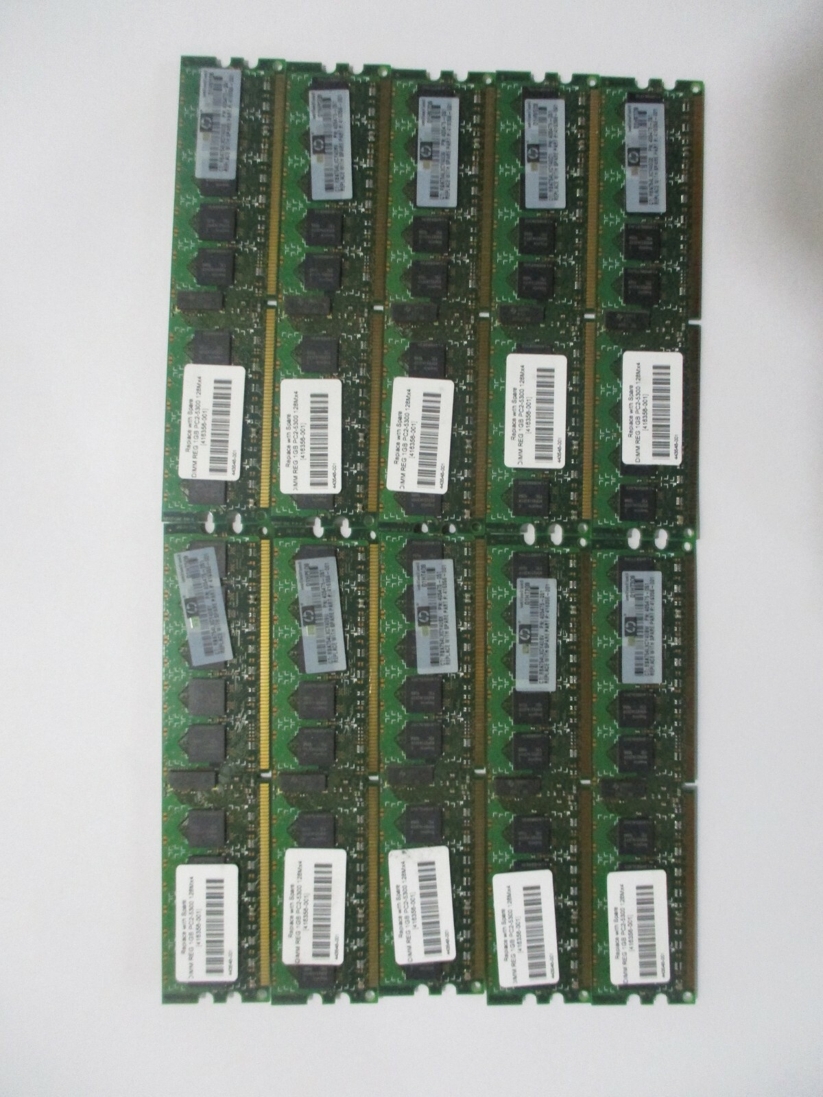 LOT OF 10 HP 416356-001 1GB PC2-5300 DDR2 SDRAM Server Memory 405475-051
