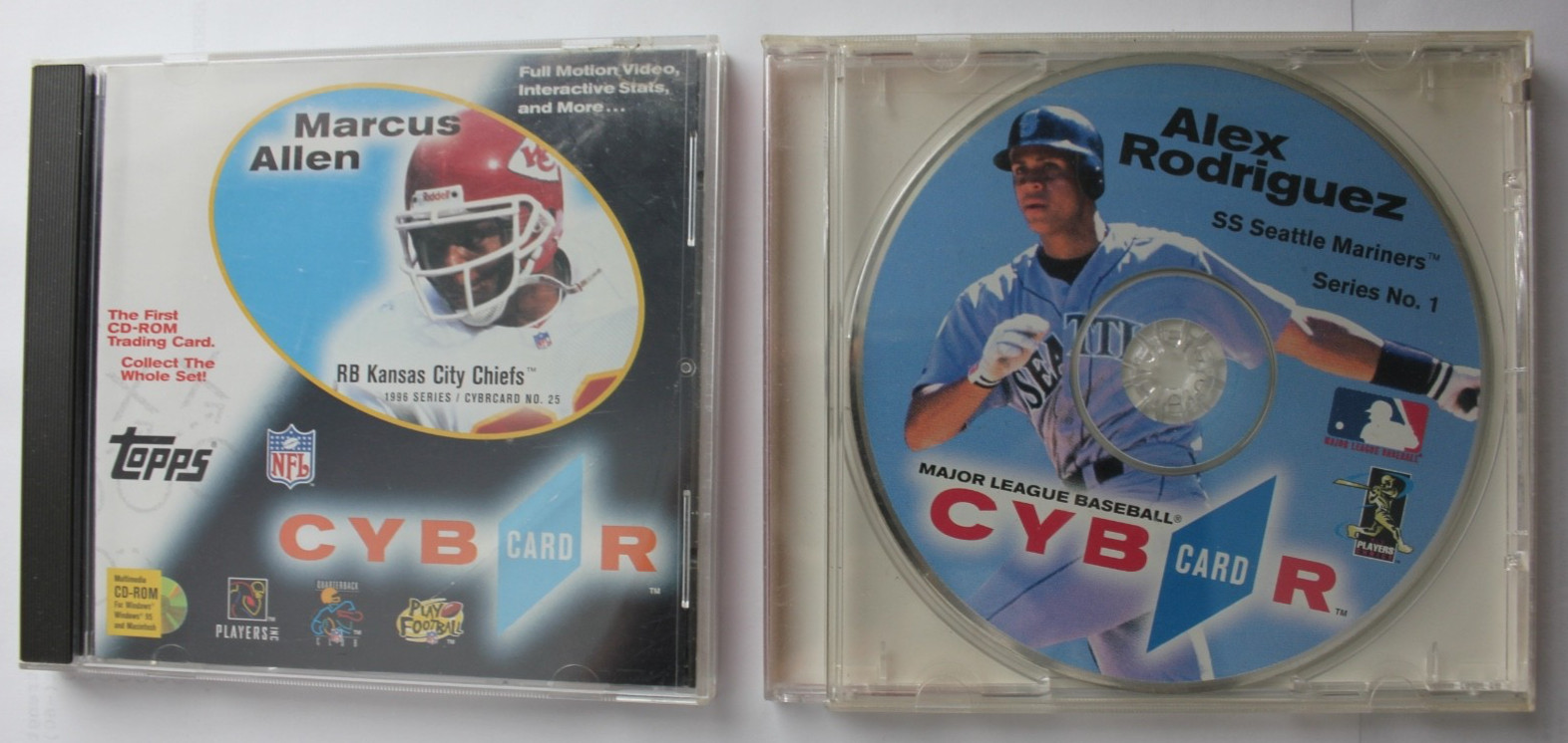 Topps CybrCard CD Rom Marcus Allen NFL Alex Rodriguez MLB PC Windows 3.1 95 Mac