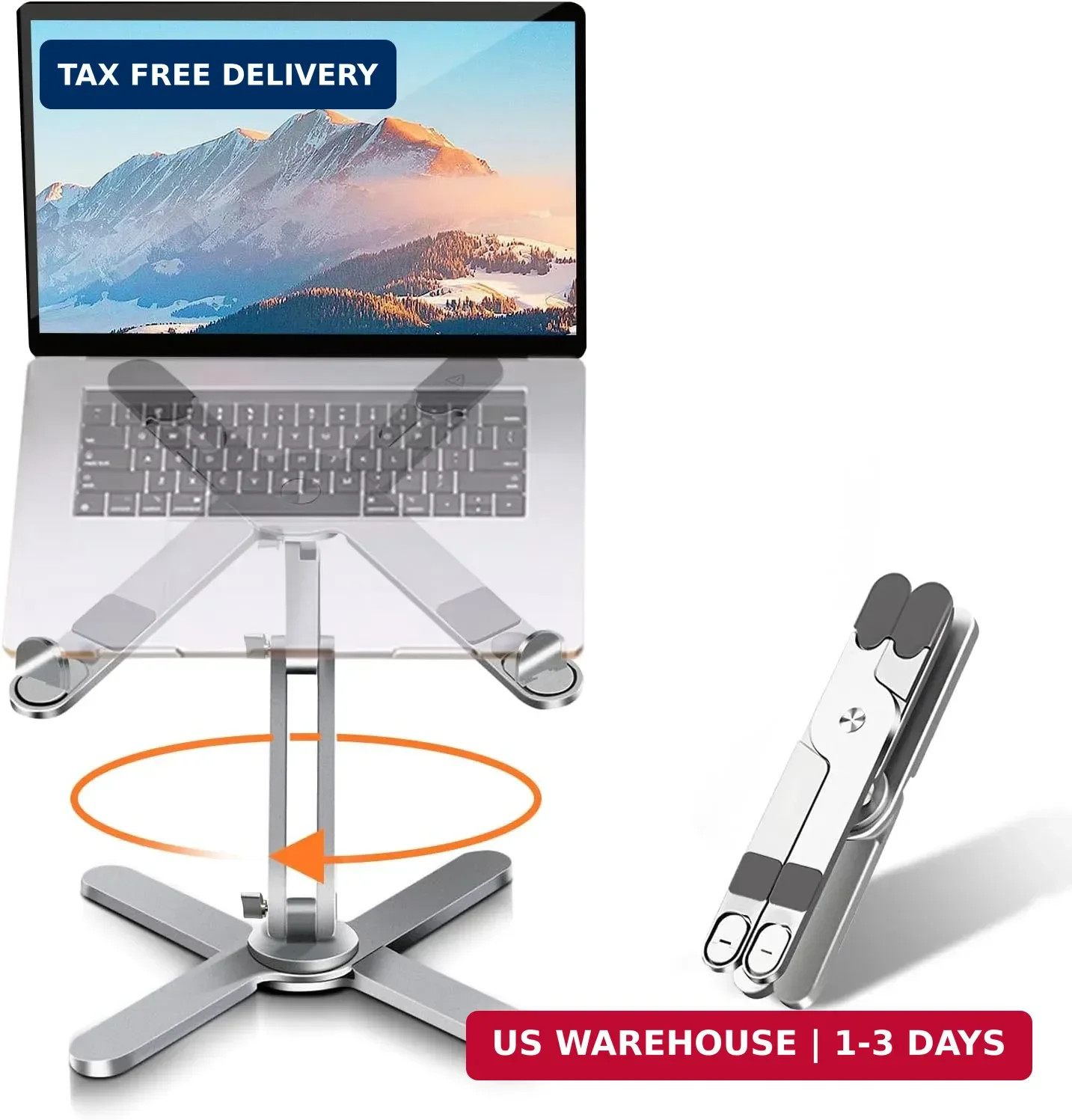 Moallia N86 360 Rotating Laptop Stand, Adjustable Height & Angle, Ergonomic Meta