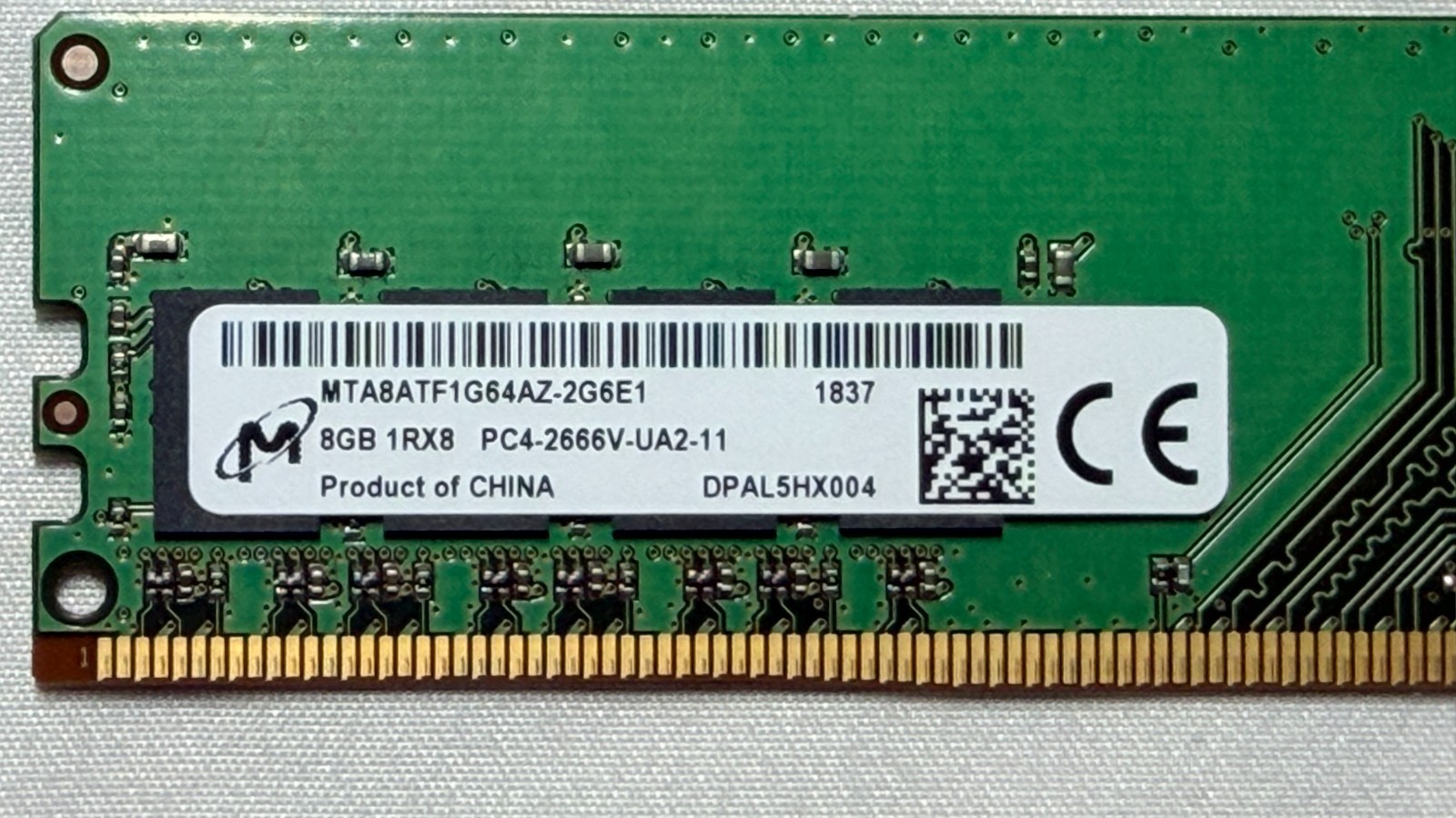 Micron 8GB DDR4-2666 PC4-2666V Desktop Memory MTA8ATF1G64AZ-2G6E1