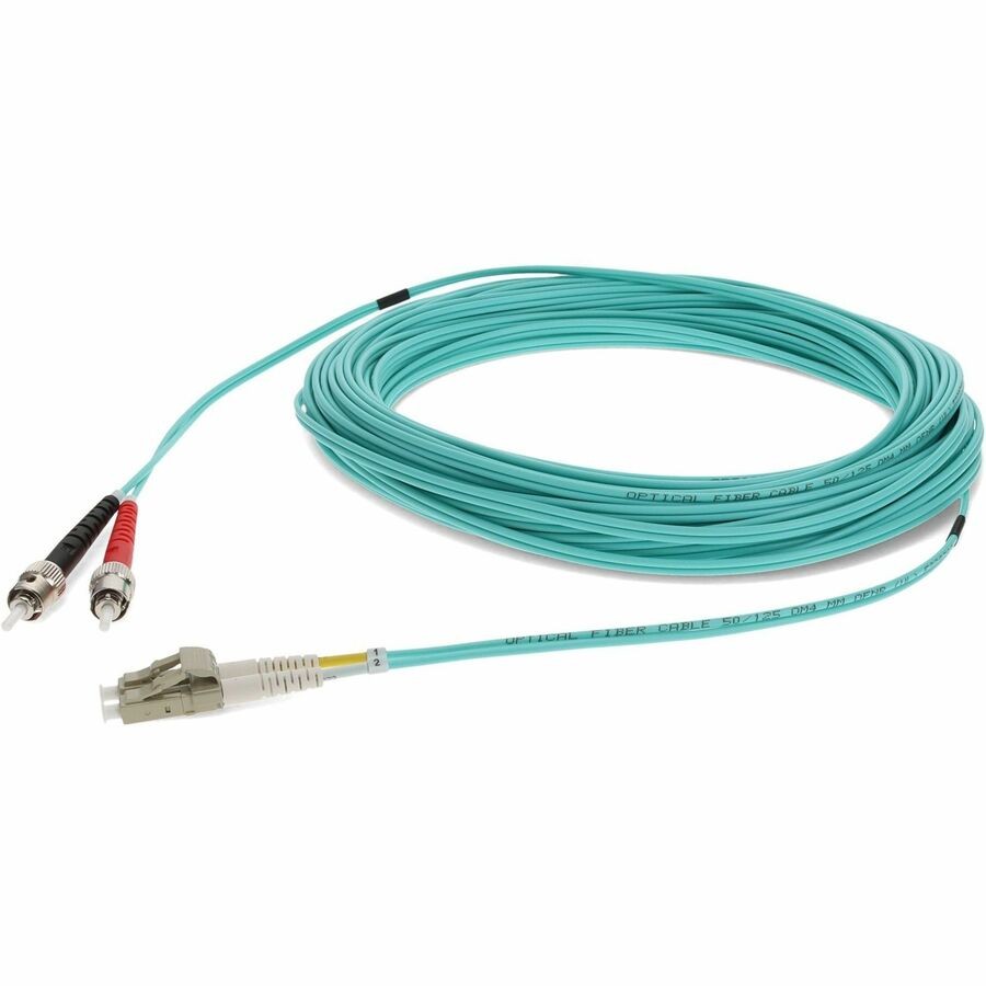 AddOn 25m ST to LC Aqua OM4 Duplex OFNR (Riser-Rated) MMF (Multi Mode) Fiber