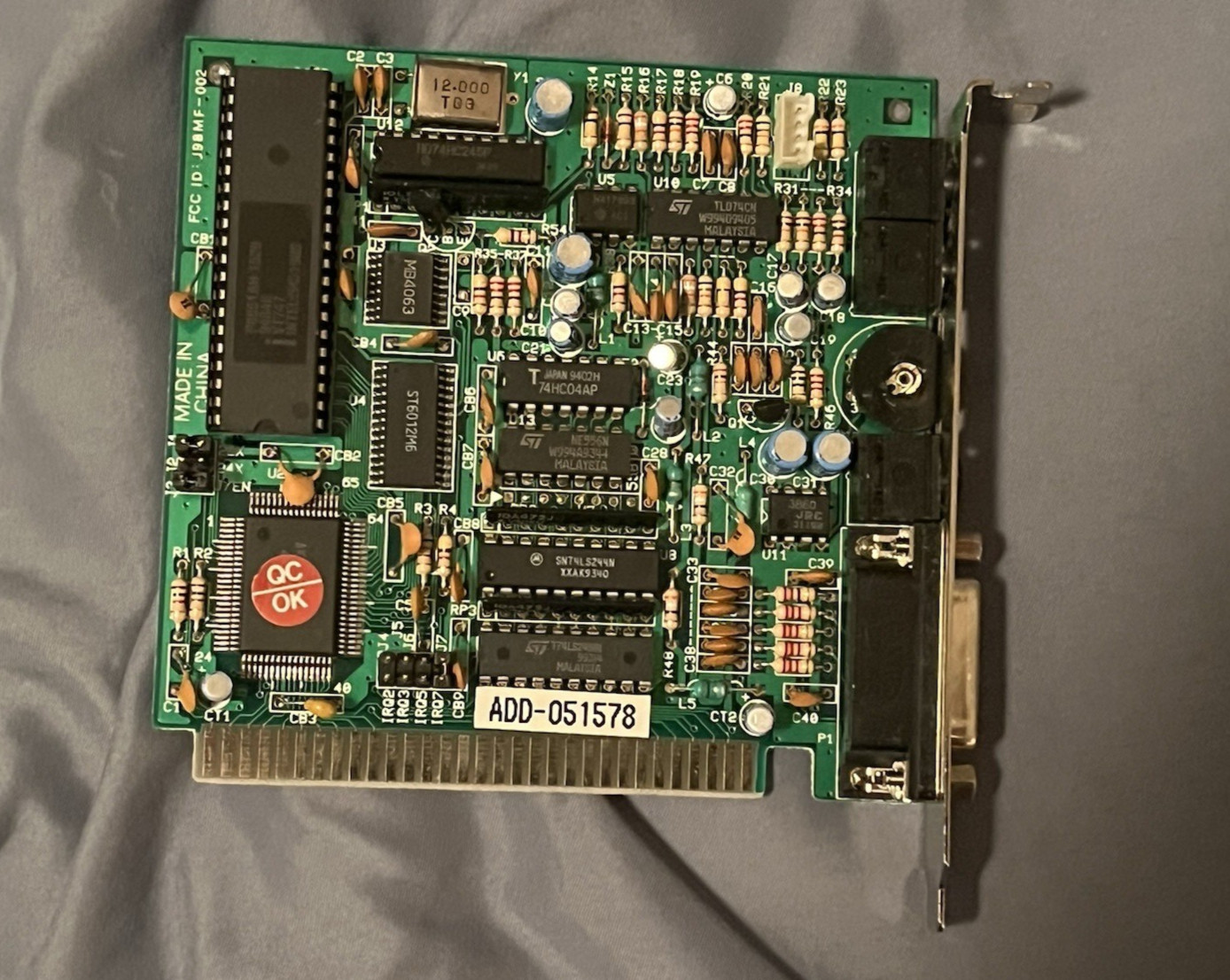 Clean VINTAGE 8-bit ISA Sound Card ADD-051578 Mfg by Anchor Electronics Company