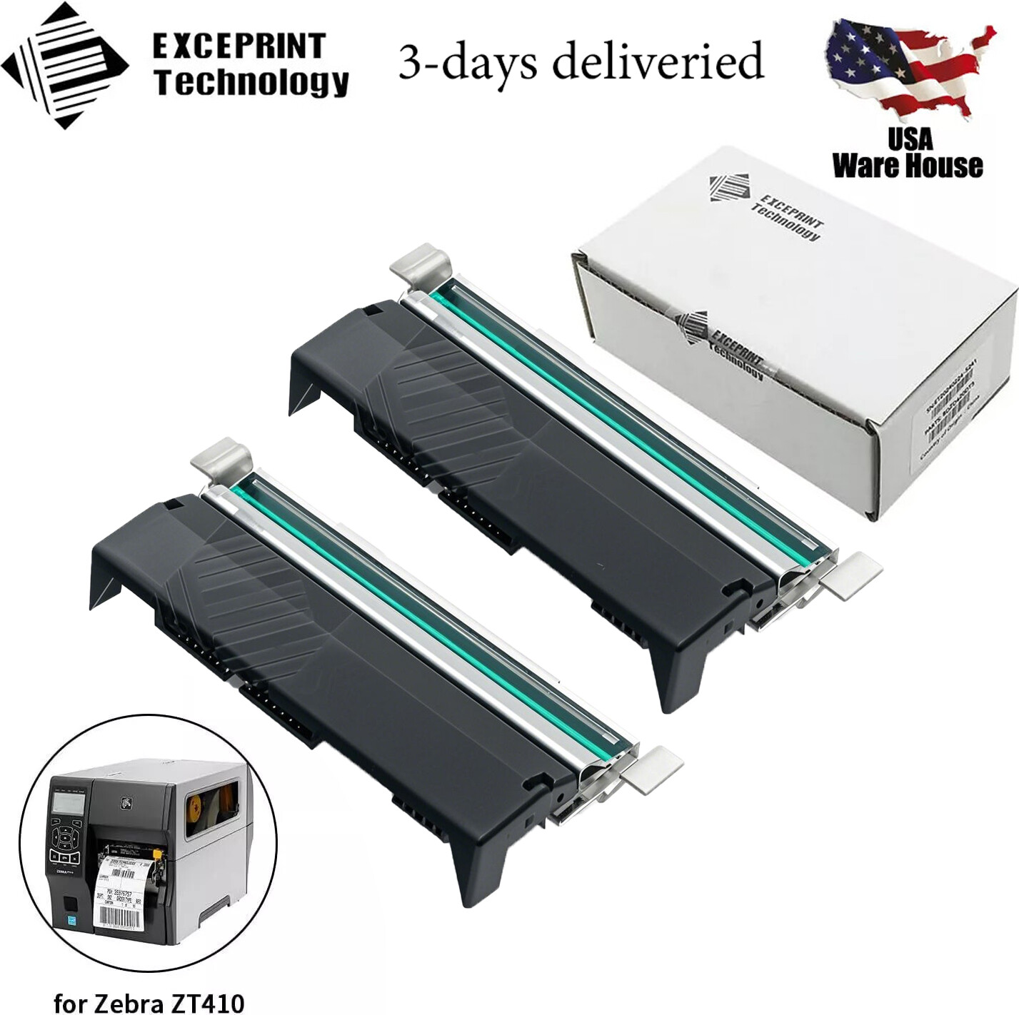 ✅ 2× 300DPI Printhead Replacement for Zebra ZT410 Thermal Printer P1058930-010 ✅