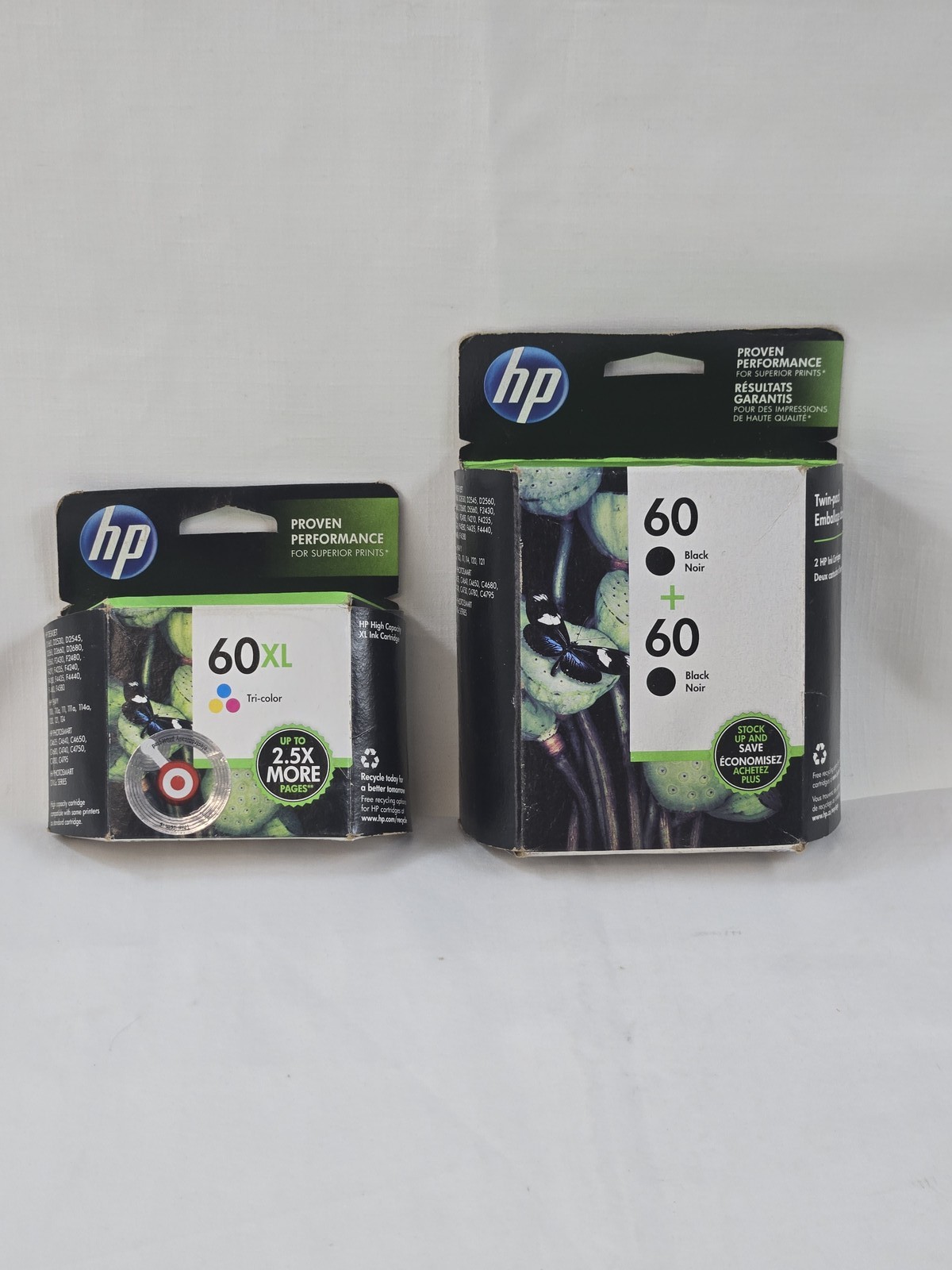 HP 60XL Tri-Color & HP 60 Black Ink Cartridge Twin Pack - New Sealed