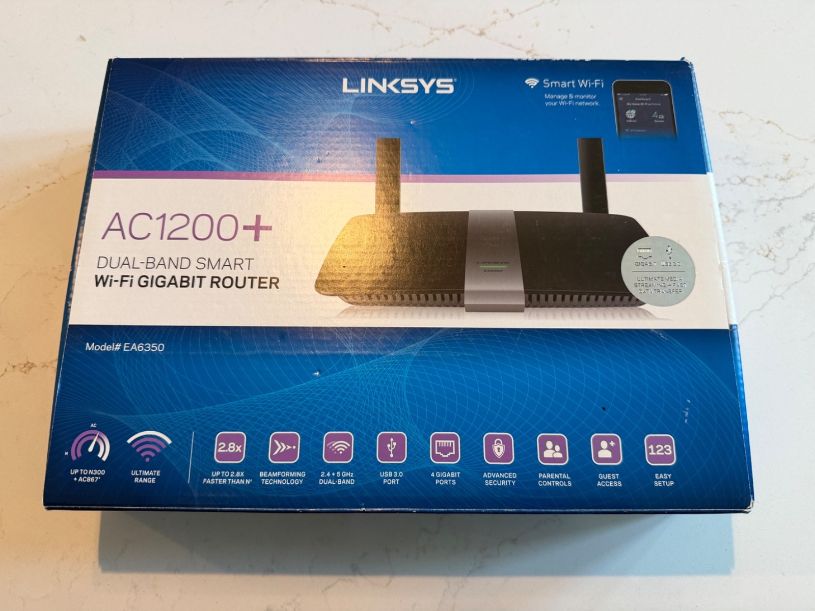 Linksys EA6350 AC1200+ Dual Band Wireless Router- Black