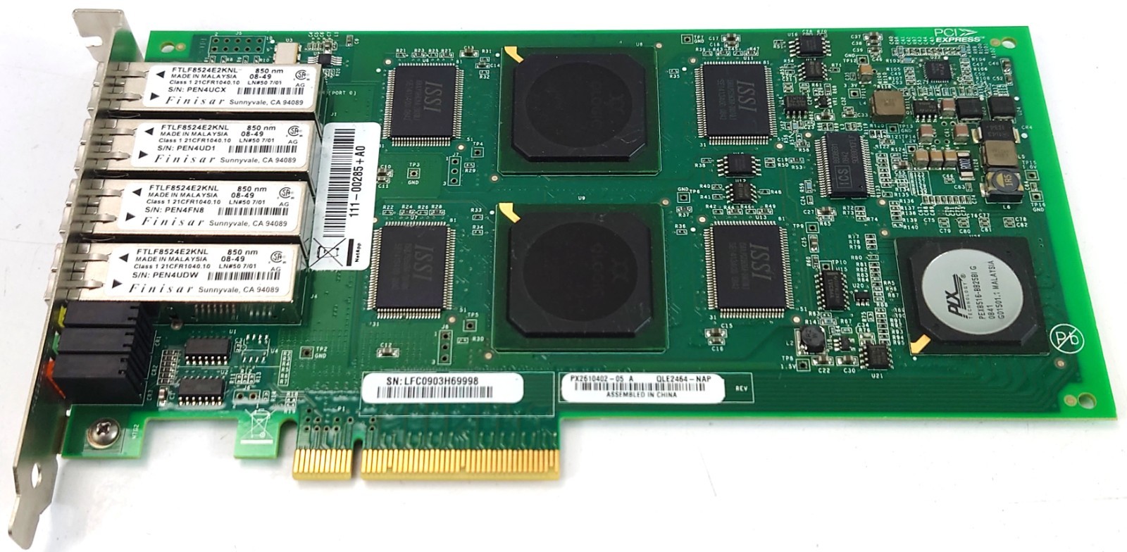 QLogic QLE2464-NAP Quad Port 4Gbps Fibre Channel HBA PCIe x8 NetApp 111-00285+A0