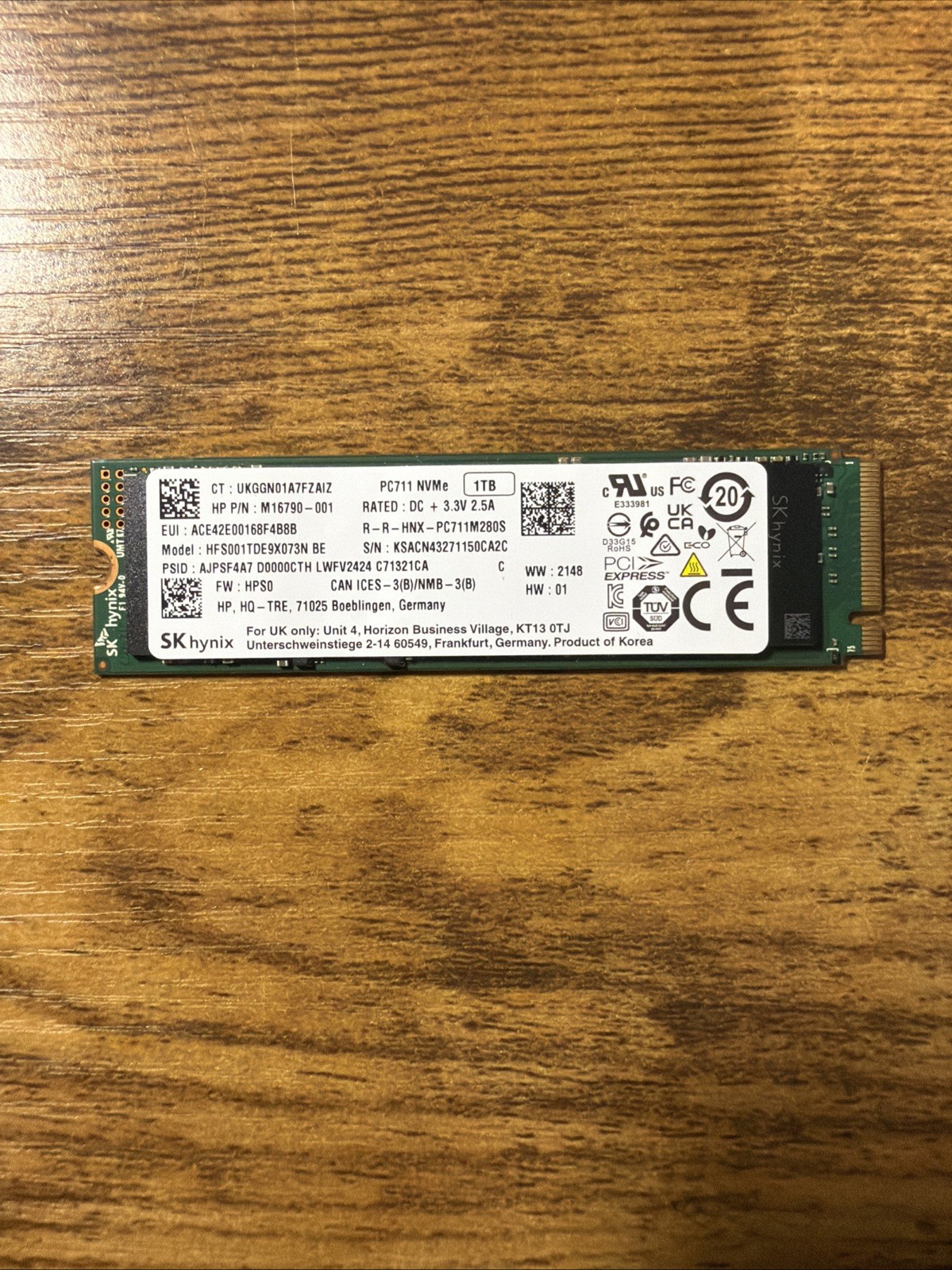 SK HYNIX PC711 1TB M.2 2280 PCIe  NVMe solid state drive