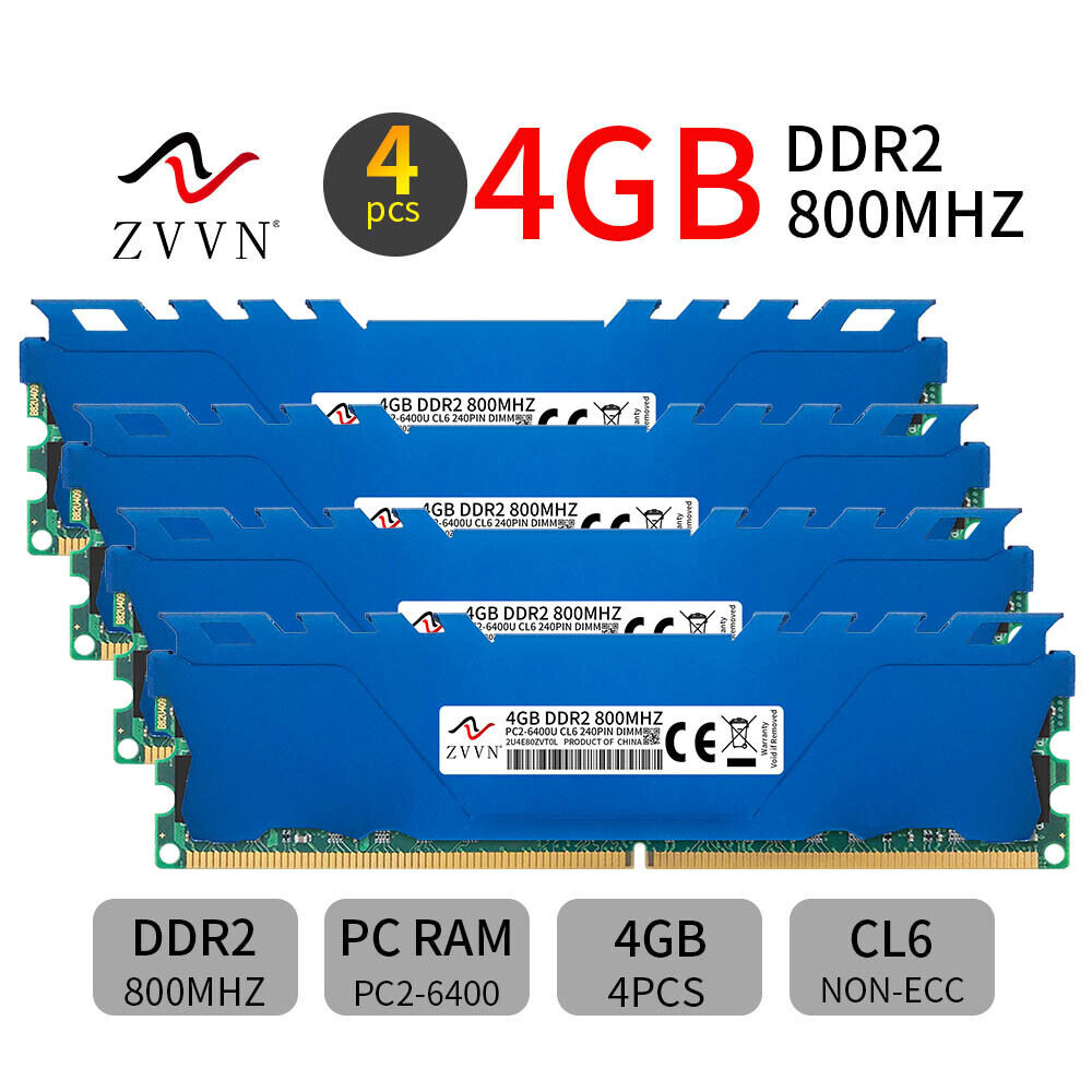 16GB 4x 4GB DDR2 800MHz PC2-6400U CL6 240Pin DIMM intel Desktop Memory SDRAM ZB