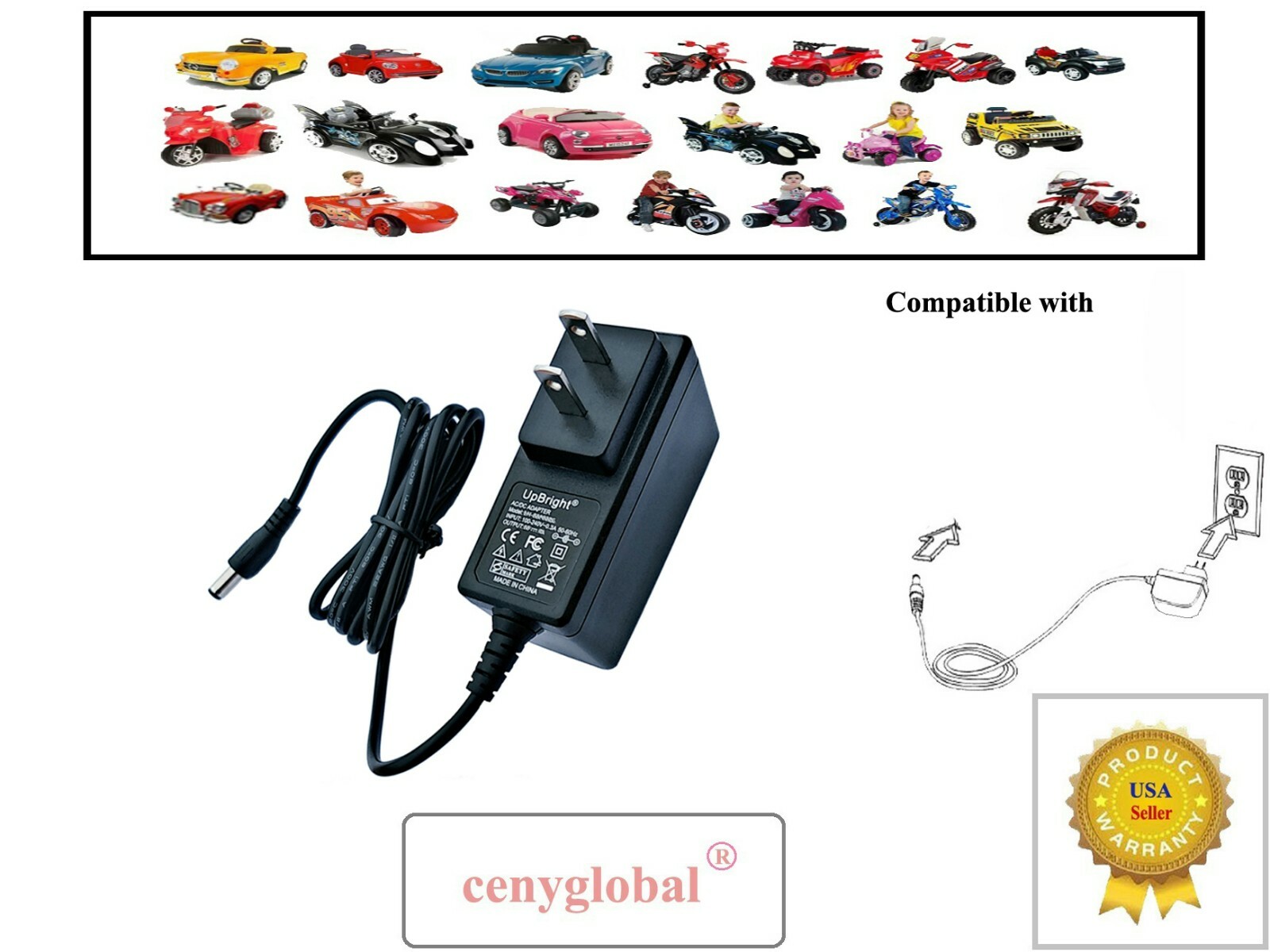 AC Adapter Charger For DYNACRAFT HORSE Car Concept RIDE ON 6V Serie Power Supply