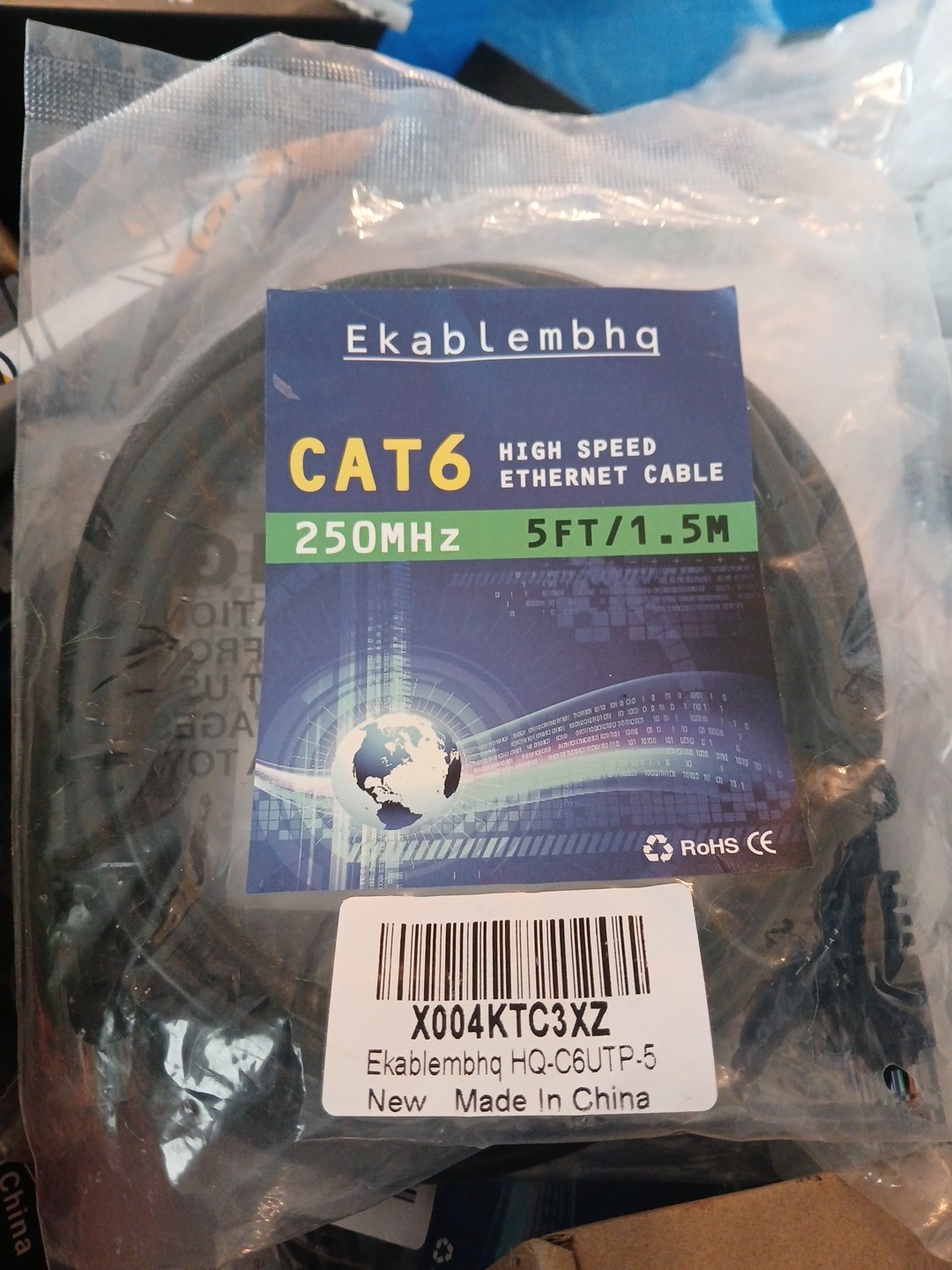 Cat6 High Speed Ethernet Cable 5 Ft/1.5M 250MHz Ekablembhq