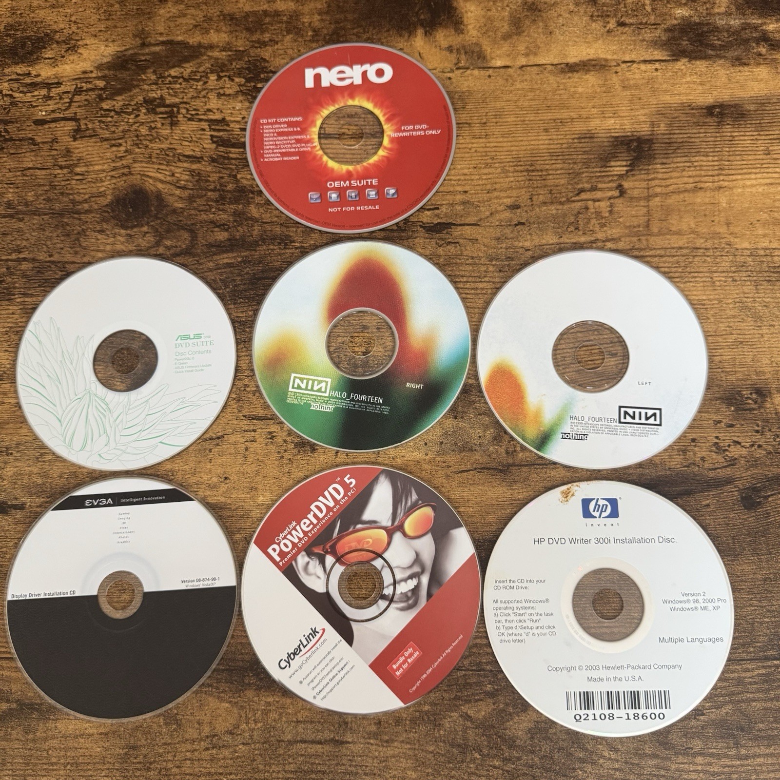 Vintage Software, Driver & Audio CD/DVD Lot – 7 Discs (Nero, ASUS, Nine & More