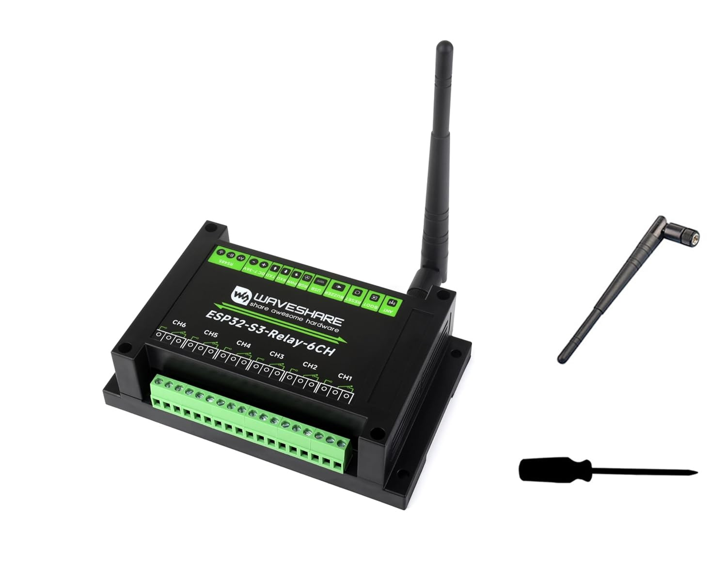 Industrial 6-Channel ESP32-S3 Wifi Relay Module, Supports Wifi/Bluetooth/Rs485