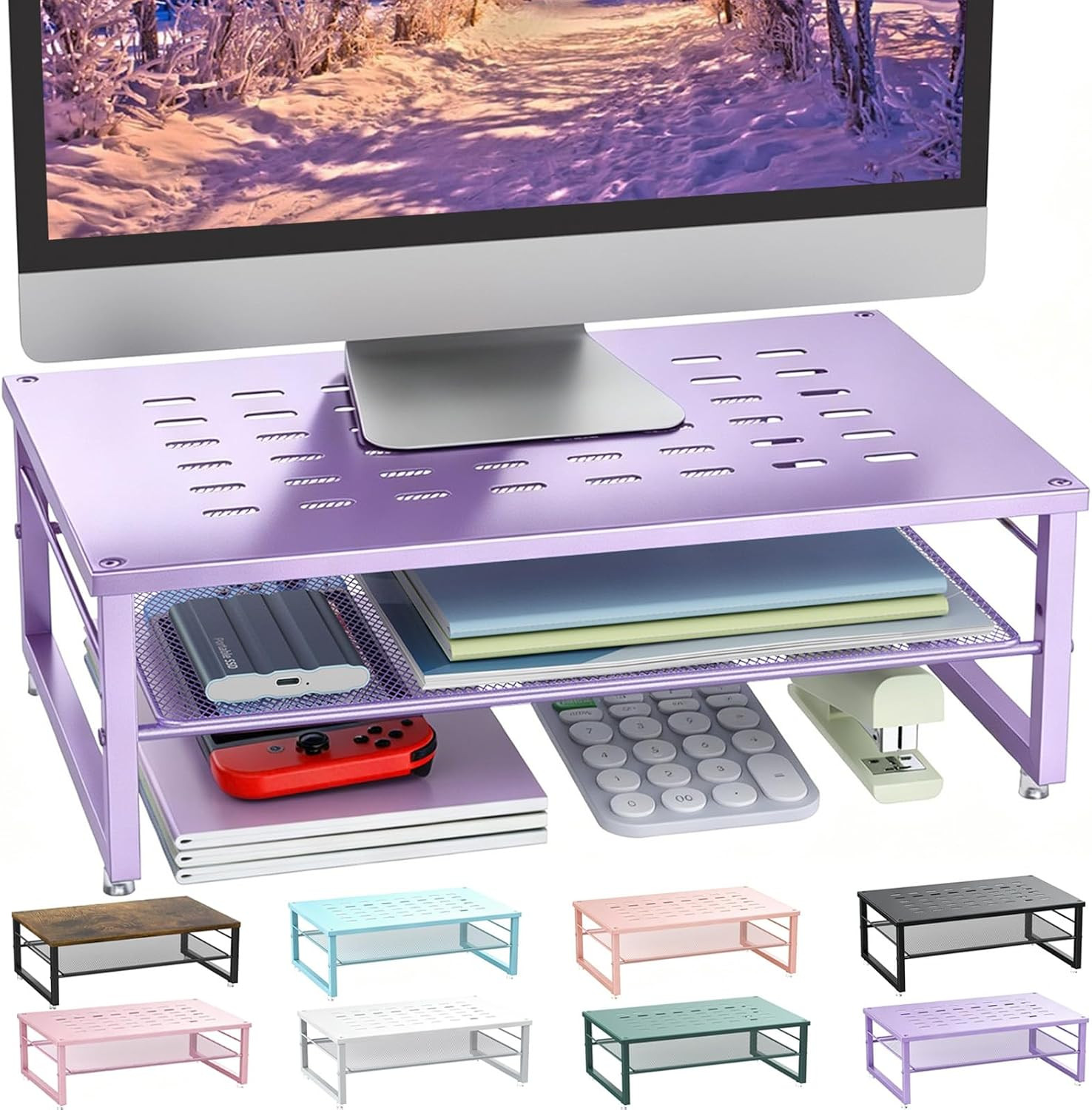 2-Tier Metal Monitor Stand Riser
