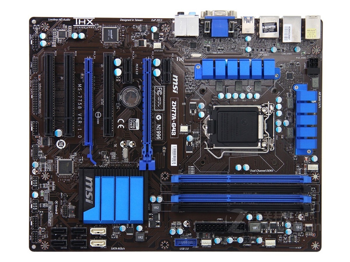 MSI ZH77A-G43 motherboard H77 LGA1155 4*DDR3 32G DVI+VGA+HDMI ATX Tested OK