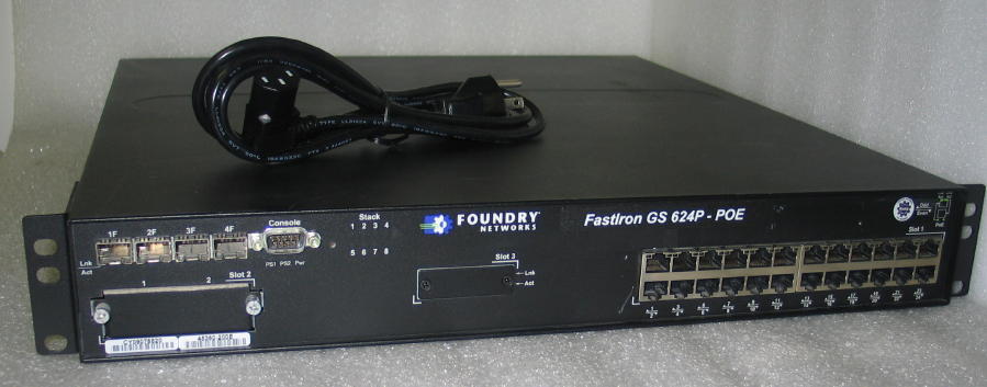 Brocade Foundry FGS624P-POE Gigabit POE Switch 24 Port 1GbE + 4 Port SFP Dual AC