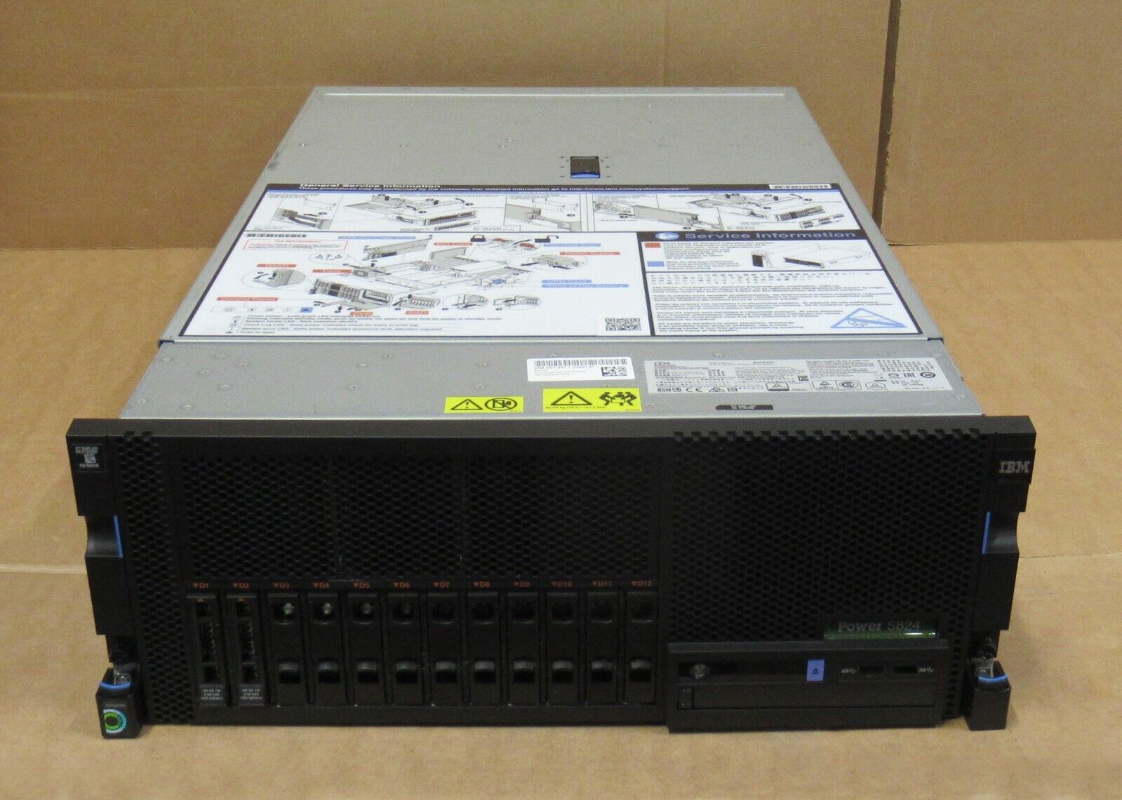 IBM Power S824 8286-42A 2x Power8 CPU 256GB Ram 2x 300GB HDD 12-Bay 4U Server
