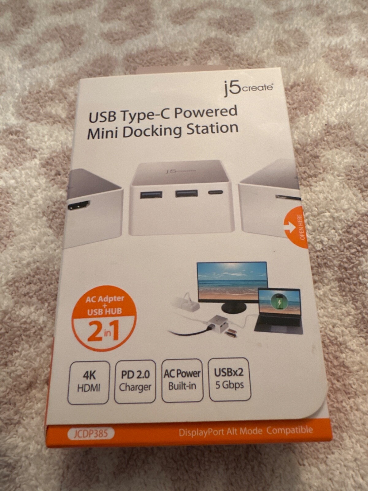 J5Create JCDP385 USB Type-C Powered Mini Docking Station ~ BRAND NEW & SEALED