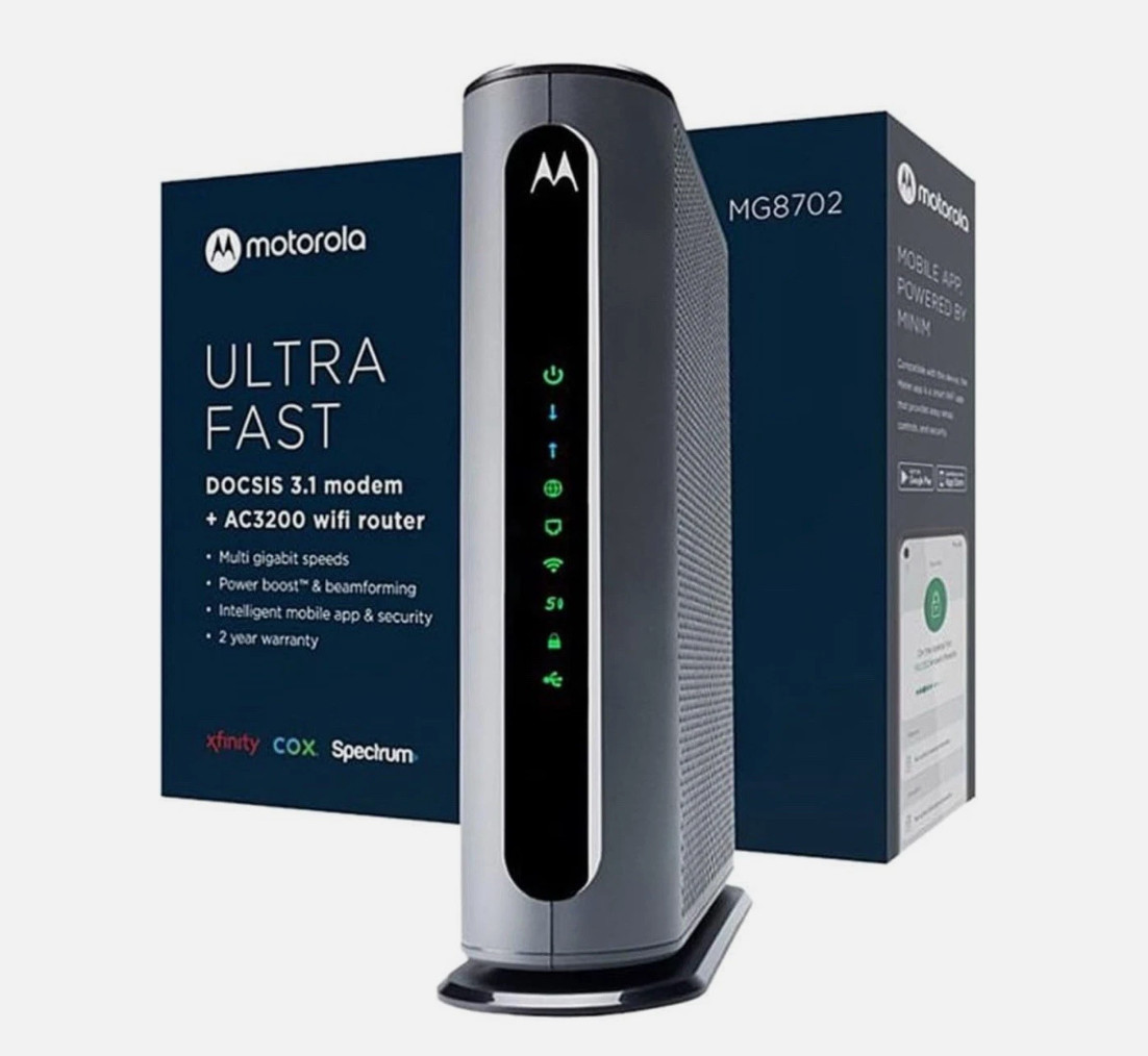 Motorola Ultra-Fast DOCSIS 3.1 Cable Modem with AC3200 Dual Band Router MG8702