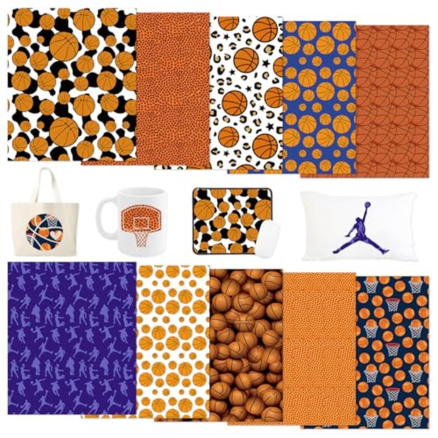 Tintnut Basketball Pattern Sublimation Ink Transfer Sheets 10 Pcs 12x10in