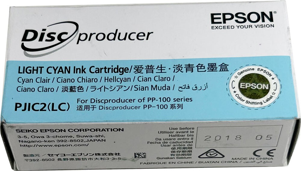 Genuine Epson Discproducer Light Cyan Ink Cartridge PJIC2(LC) for PP-100 Series