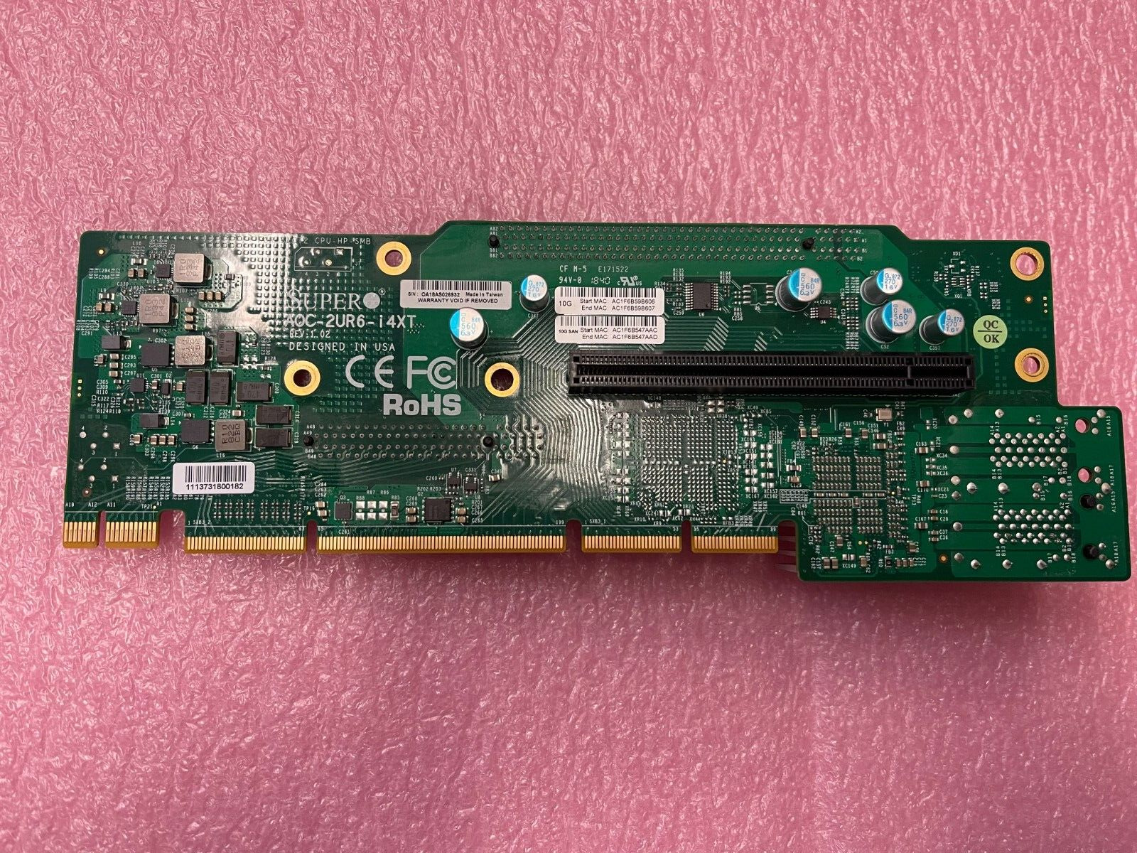 Supermicro AOC-2UR6-I4XT-NI22 2U Ultra 2-port 10G RJ45, 1x PCI-E 3.0 x8
