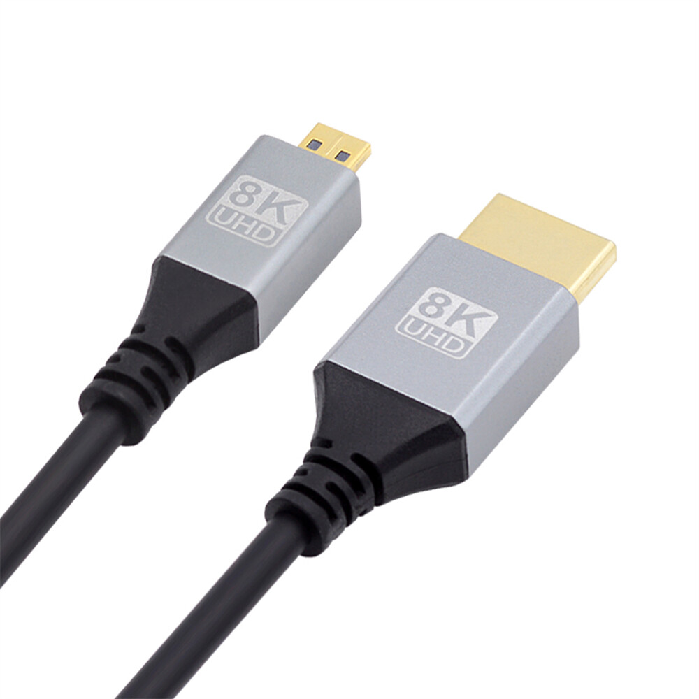 CY Mini/Micro HDMI 2.1 Ultra Thin HDTV Cable 8K 4K Cord Type-A to Type-D