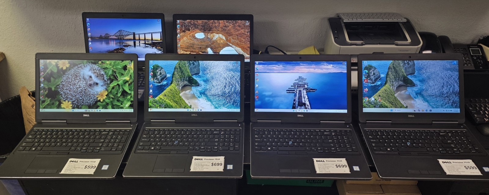 6 x Dell Precision 7510, i7, 16GB DDR4, w/NEW 512GB SSDs & Batteries, Win 11 Pro