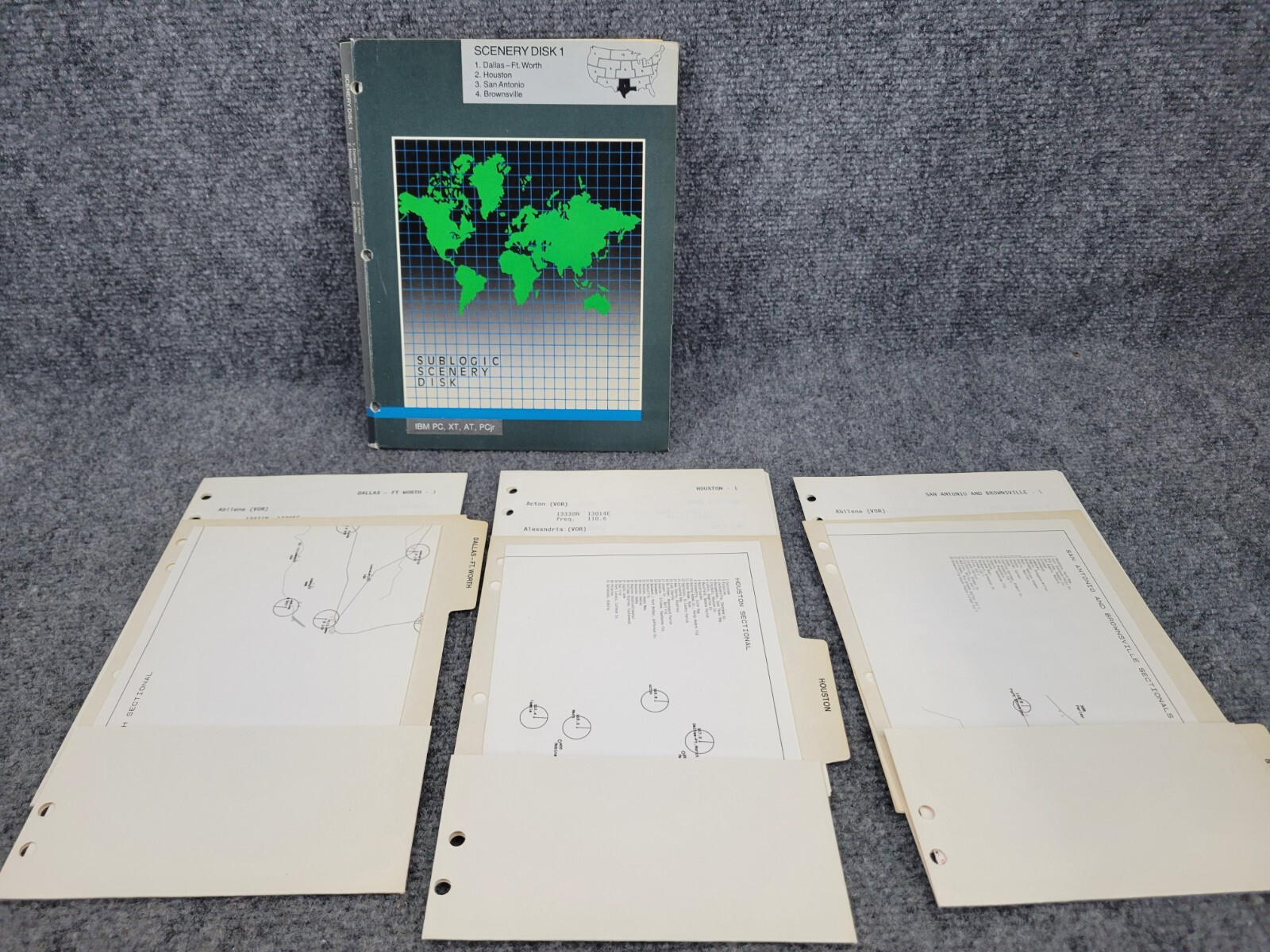 Sublogic Scenery Flight Simulator Disc 1 Texas For Apple 2 Complete With Maps