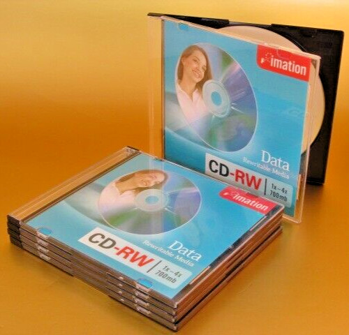 IMATION CD-RW 700mb 1x-4x LOT OF 5 Individually Packaged NEW OPEN BOX Slimline