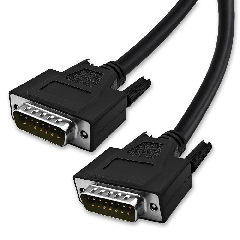 5ft DB15 15 Pin Serial Cable Male to Male Straight Through Shielded Black