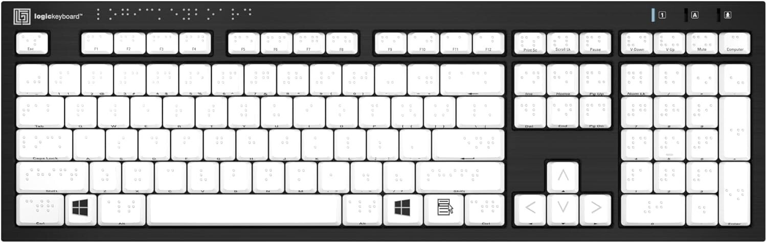 Logickeyboard with Braille 6 dot Alphabet • Slimline Nero for PC