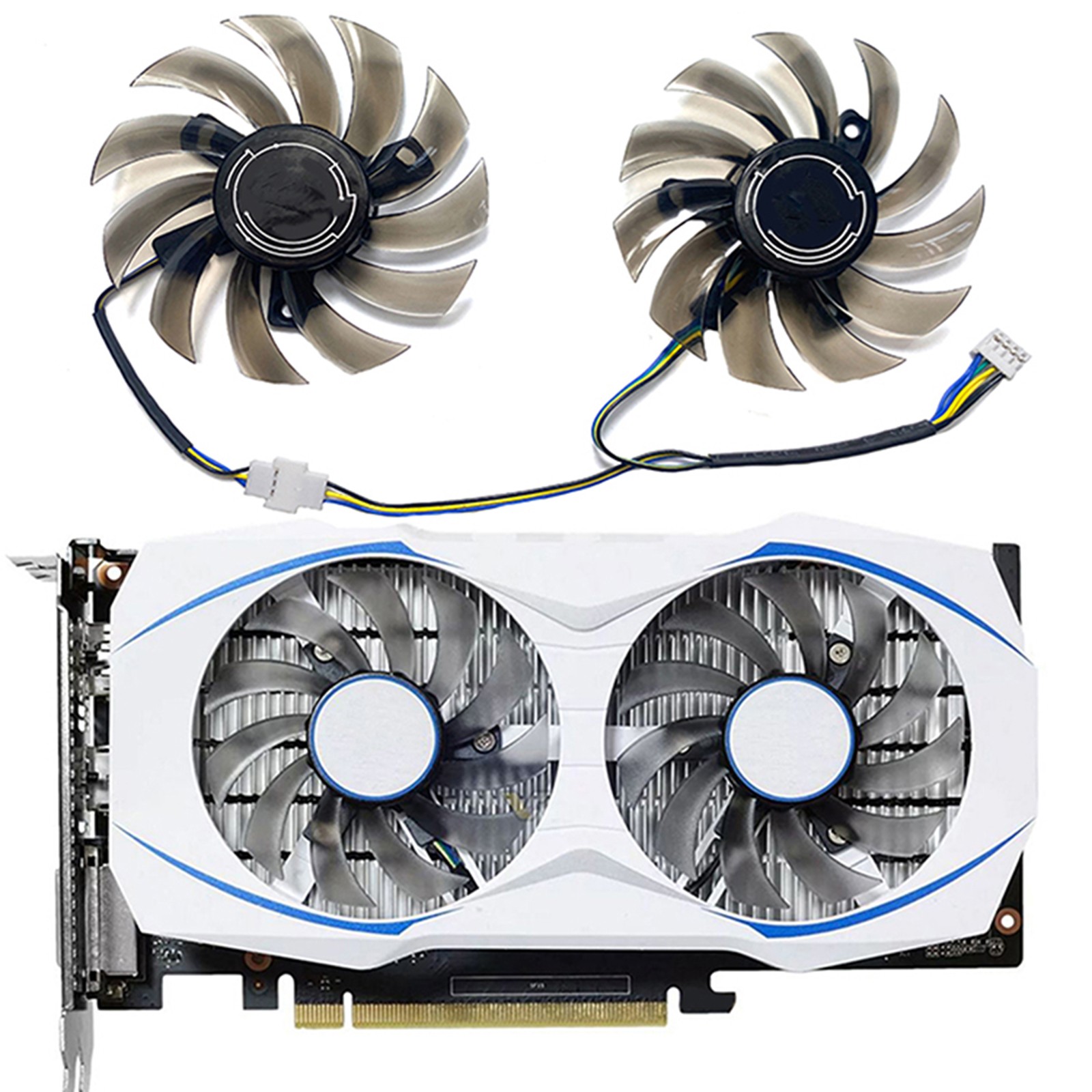 1 Pair Graphics Card Cooling Fans Accessories Part For ASUS GTX1050 1050ti RX460