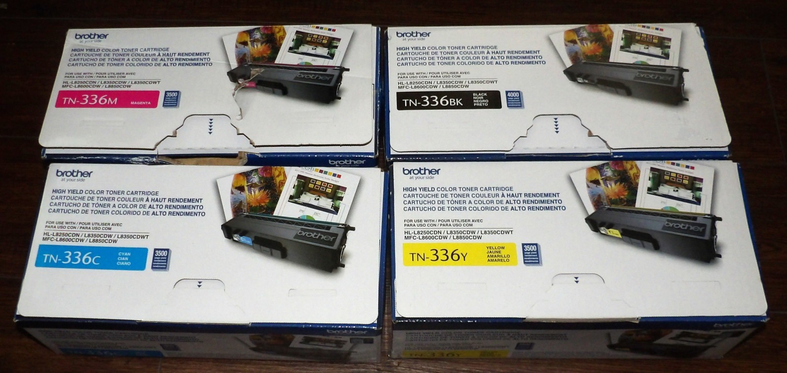Genuine Brother TN 336 TN336 Toner Cartridge Set - Black Cyan Magenta Yellow