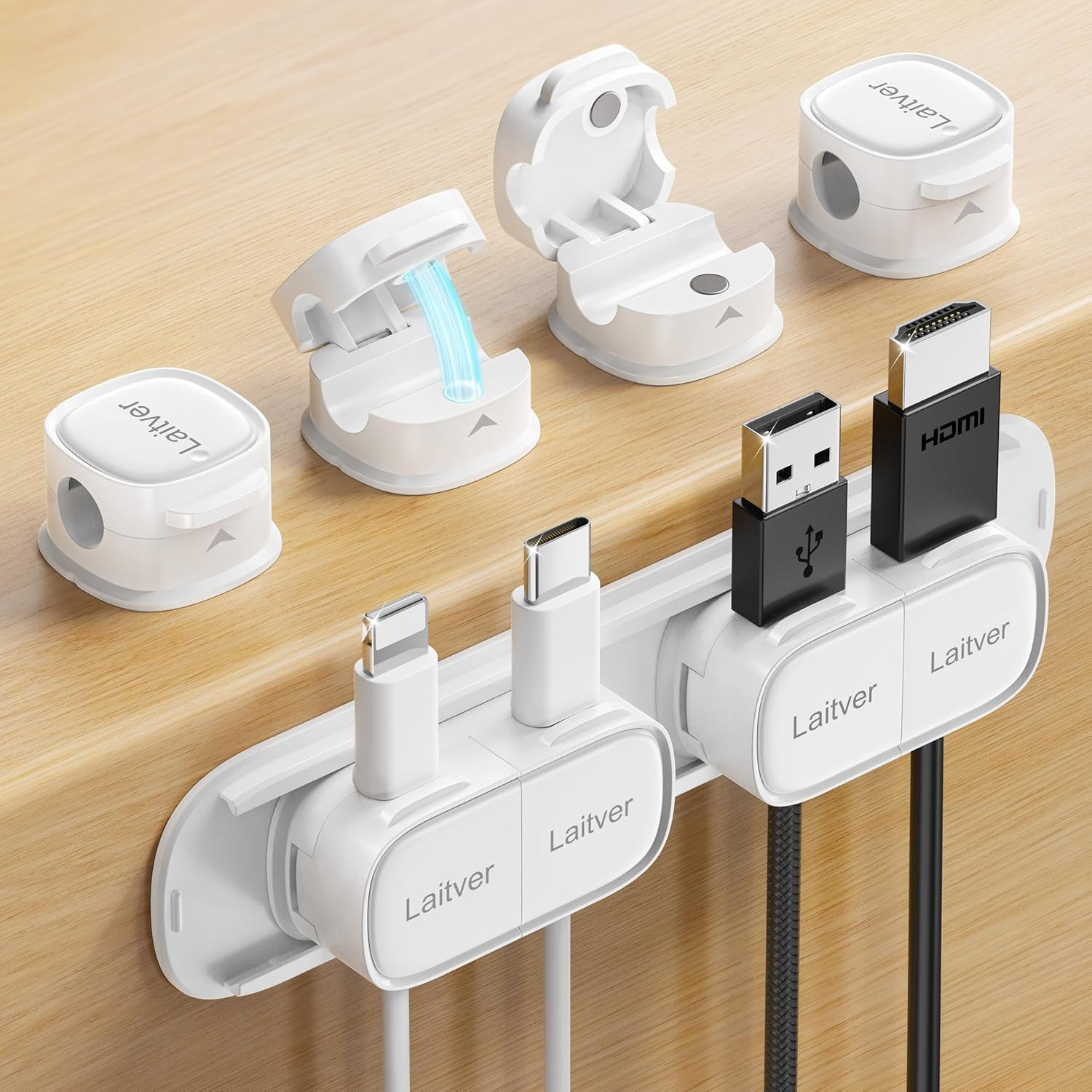 6 Pcs Magnetic Cable Clips for Organizing Charging Cords Neatly for Home,Office,