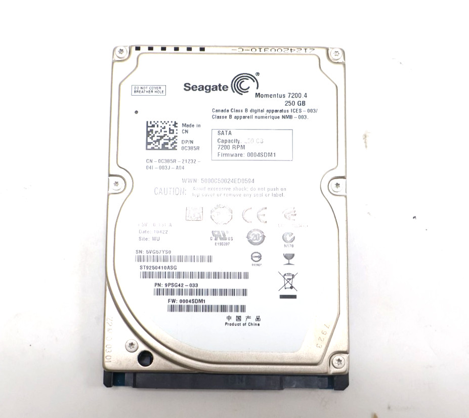 Seagate ST9250410ASG 250GB 2.5" 7200 RPM SATA Hard Drive HDD 9PSG42-033