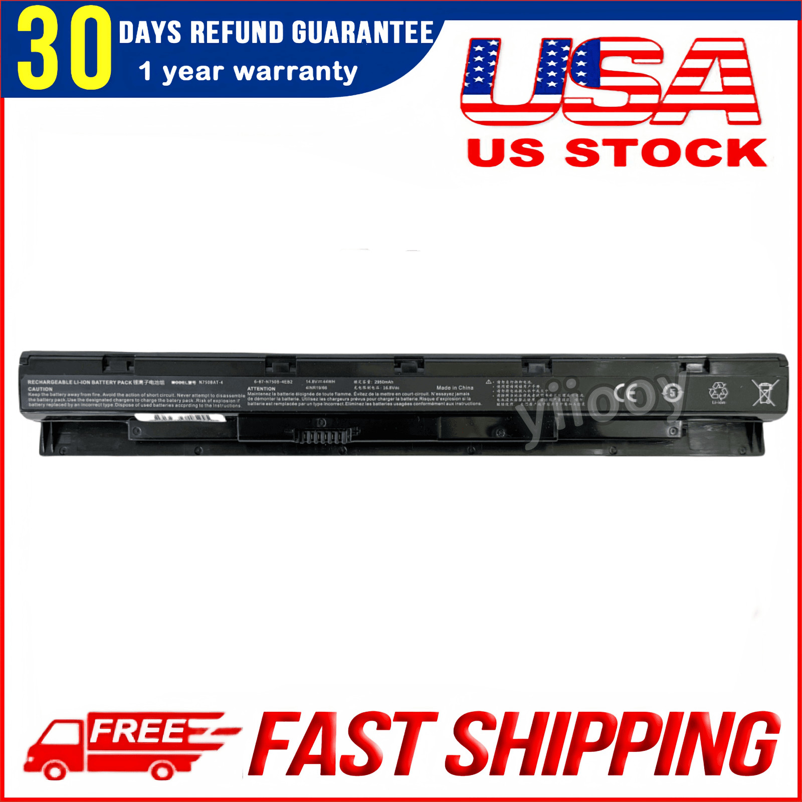 New Genuine N750BAT-4  6-87-N750S-4EB2 6-87-N750S-31C00 Battery For Clevo n750bu