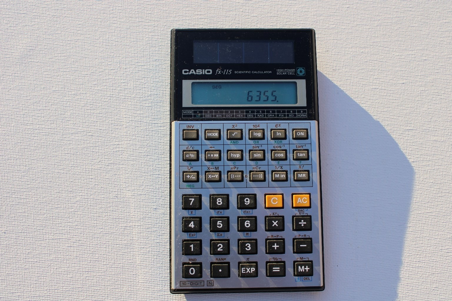 CASIO fx-115 Scientific Calculator High-Power Solar Cell Vintage