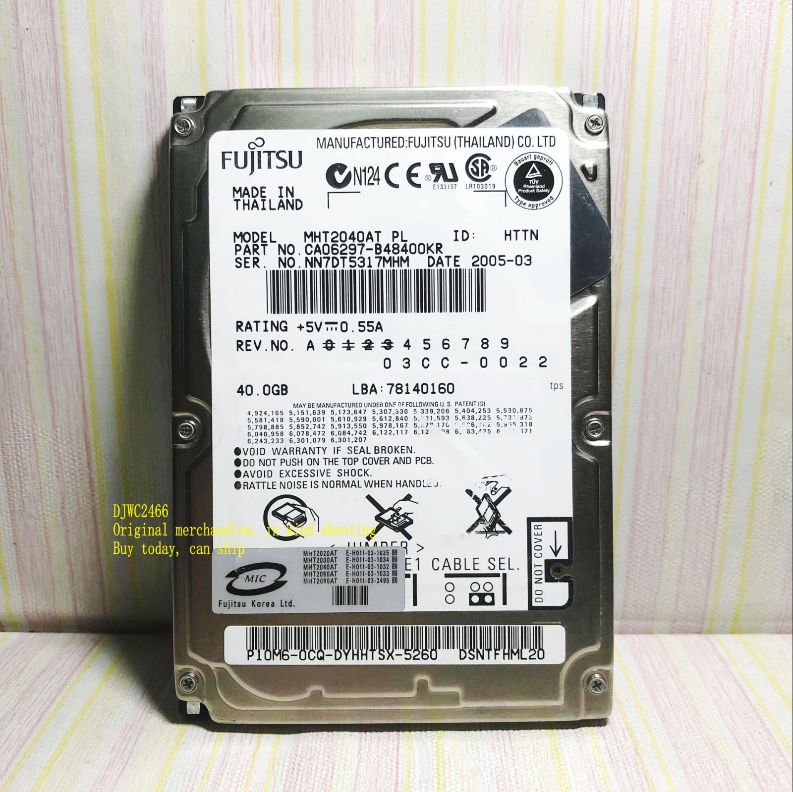 Fujitsu 40 GB,Internal,4200 RPM,2.5" (MHT2040AT)  IDE Notebook hard disk