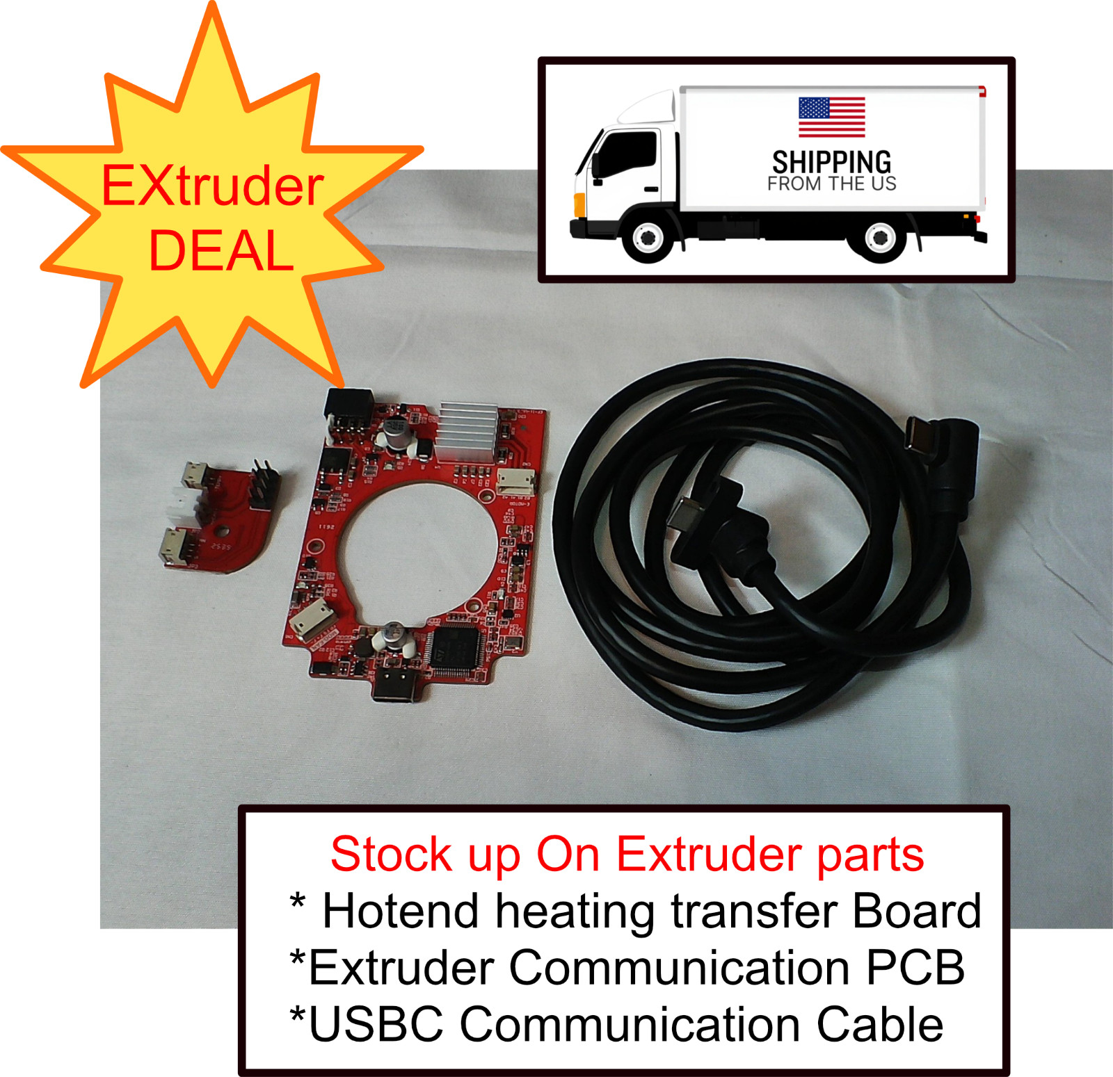 ELEGOO Centauri Carbon 1 USBC Cable + Extruder PCB + Transfer Board Kit Deal