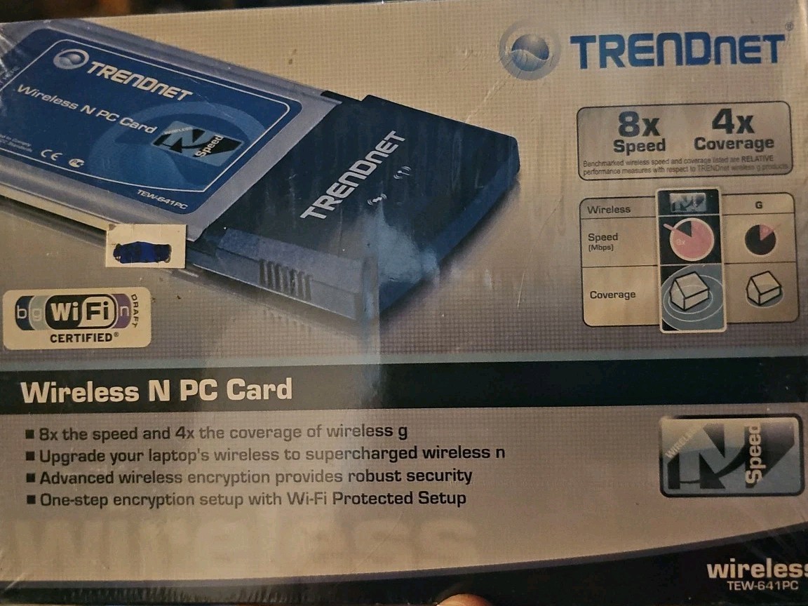 Trendnet TEW-641 Wireless N PC Card  WIFI 8x Speed 4x Coverage NEW