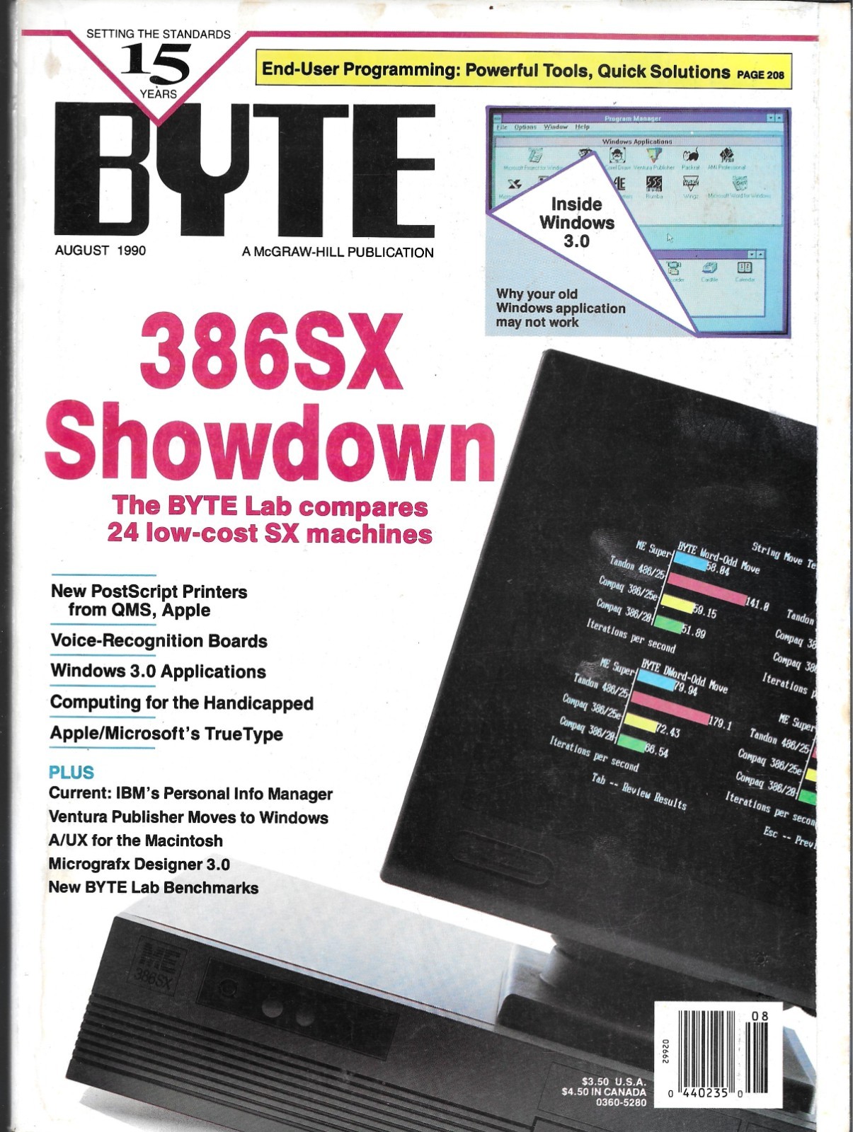 BYTE THE SMALL SYSTEMS JOURNAL MAGAZINE AUGUST 1990 VOL. 15 NO. 8 (FN/VF)