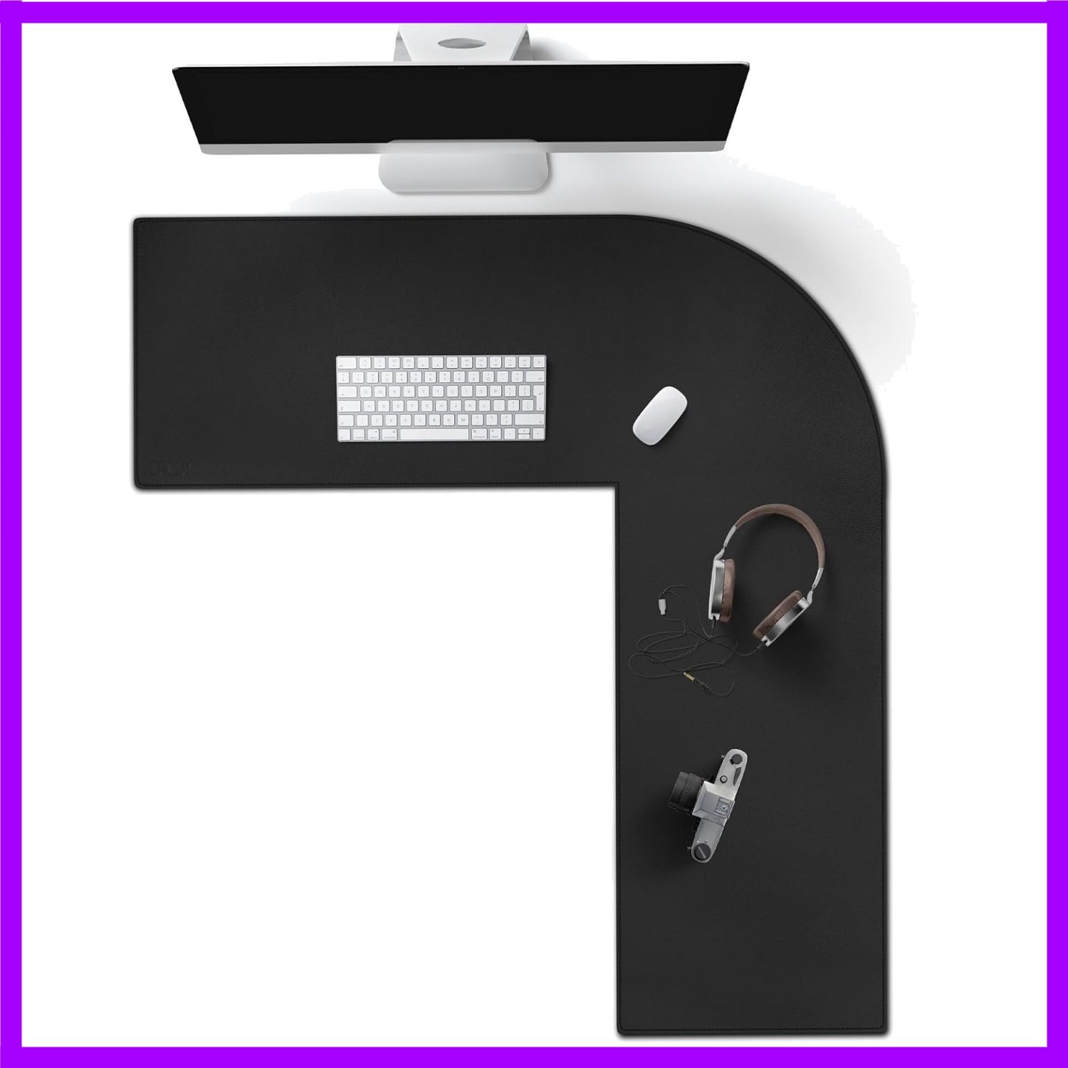 L Shaped Desk Mat, 35.4"+39.4" x13 Leather Corner Computer Mouse Pad, L-Shape...