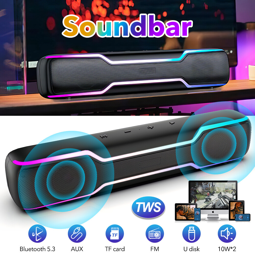Computer Speaker Bluetooth Soundbar RGB Gaming Soundbar TWS Sound Bar HiFi Audio