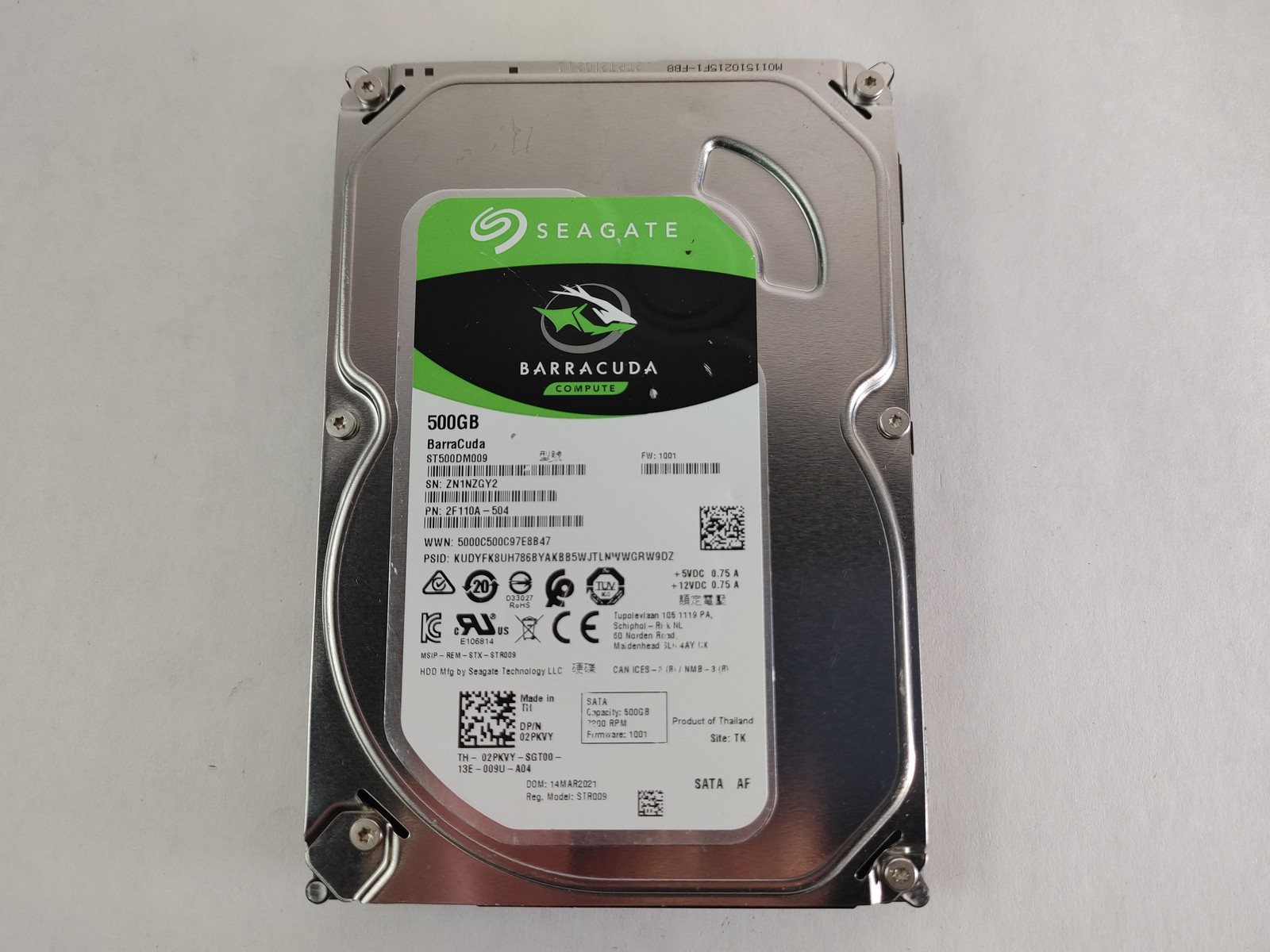 Lot of 2 Seagate ST500DM009 BarraCuda 500 GB 3.5" SATA III Desktop Hard Drive