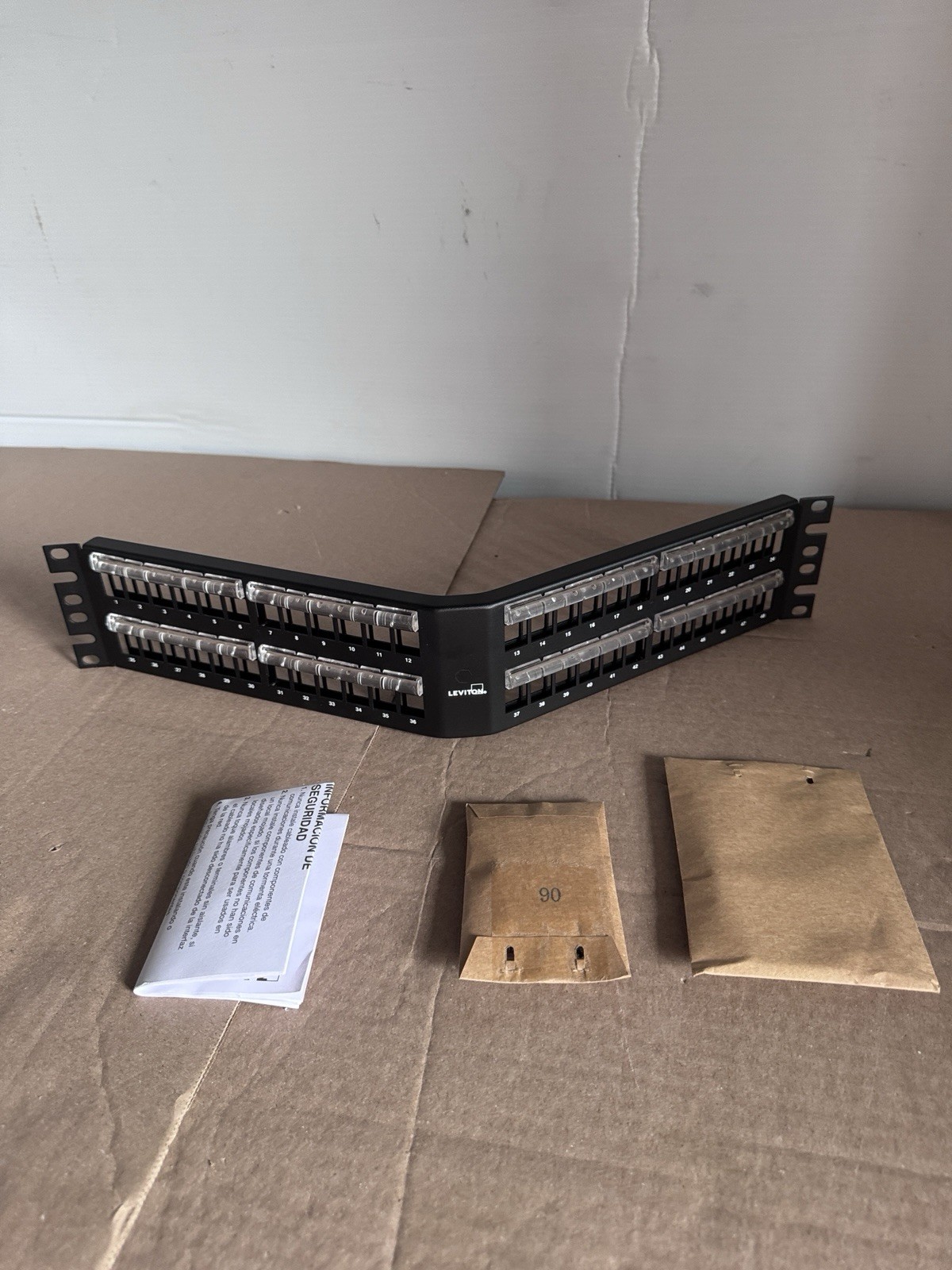 Leviton HD Angled Quickport Panel 48 Port 2RU Black 121-49256-D48
